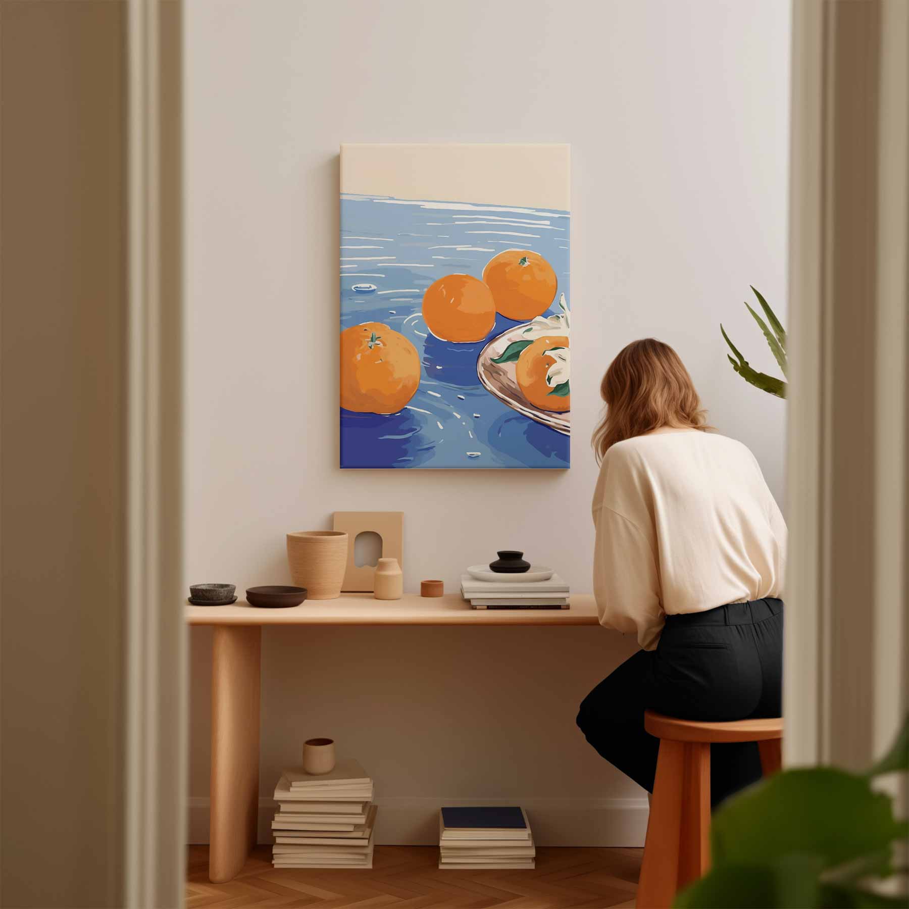 Mandarins on blue 