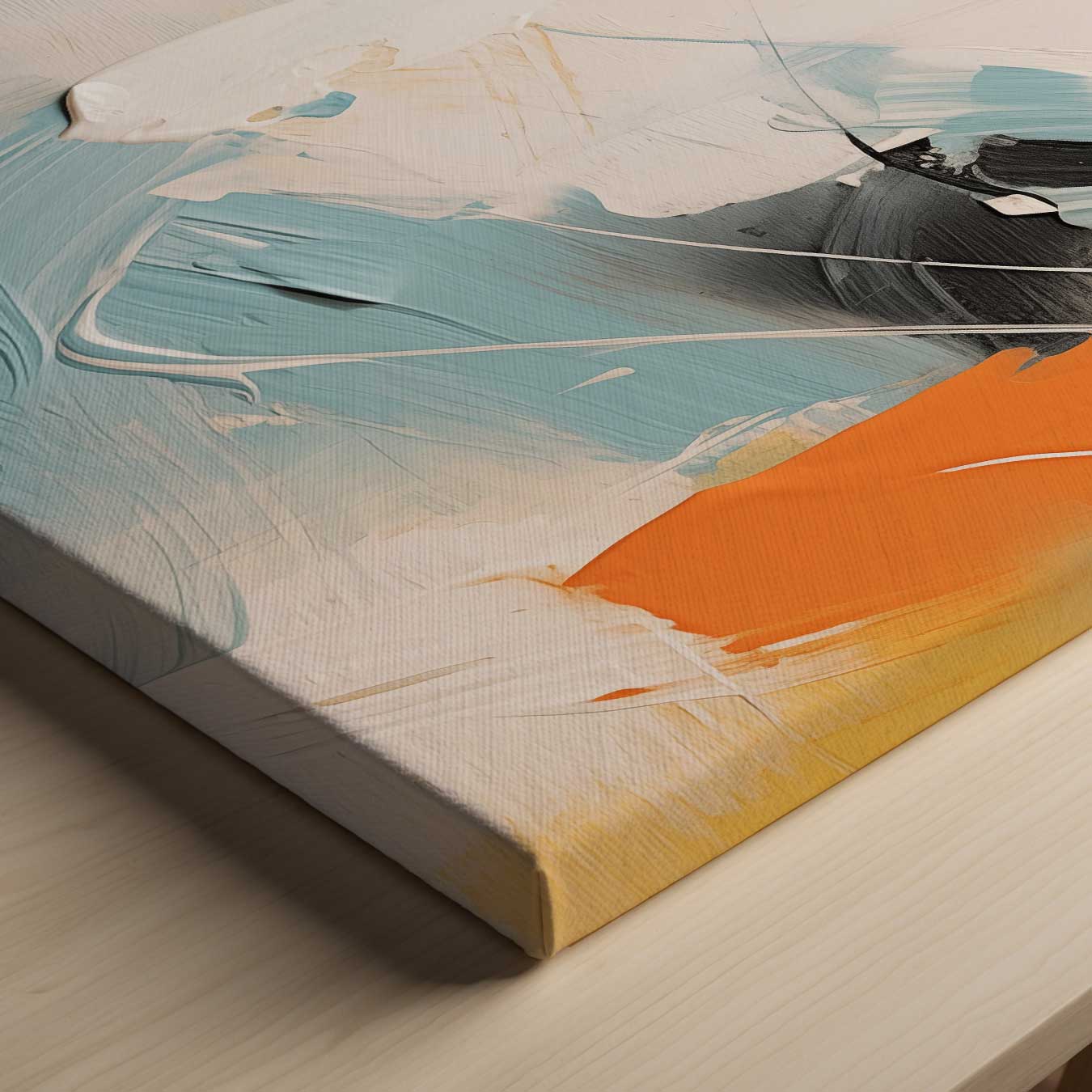 Abstract color movement with orange accent 