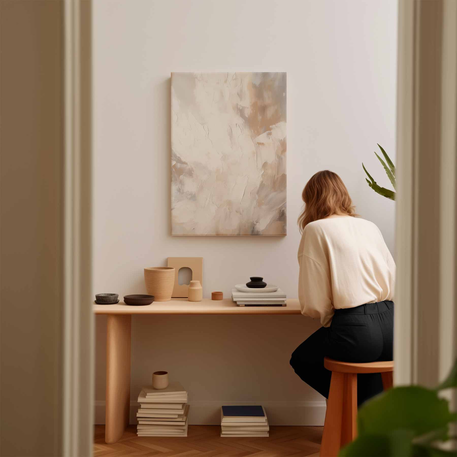 Warm abstraction in beige and cream 