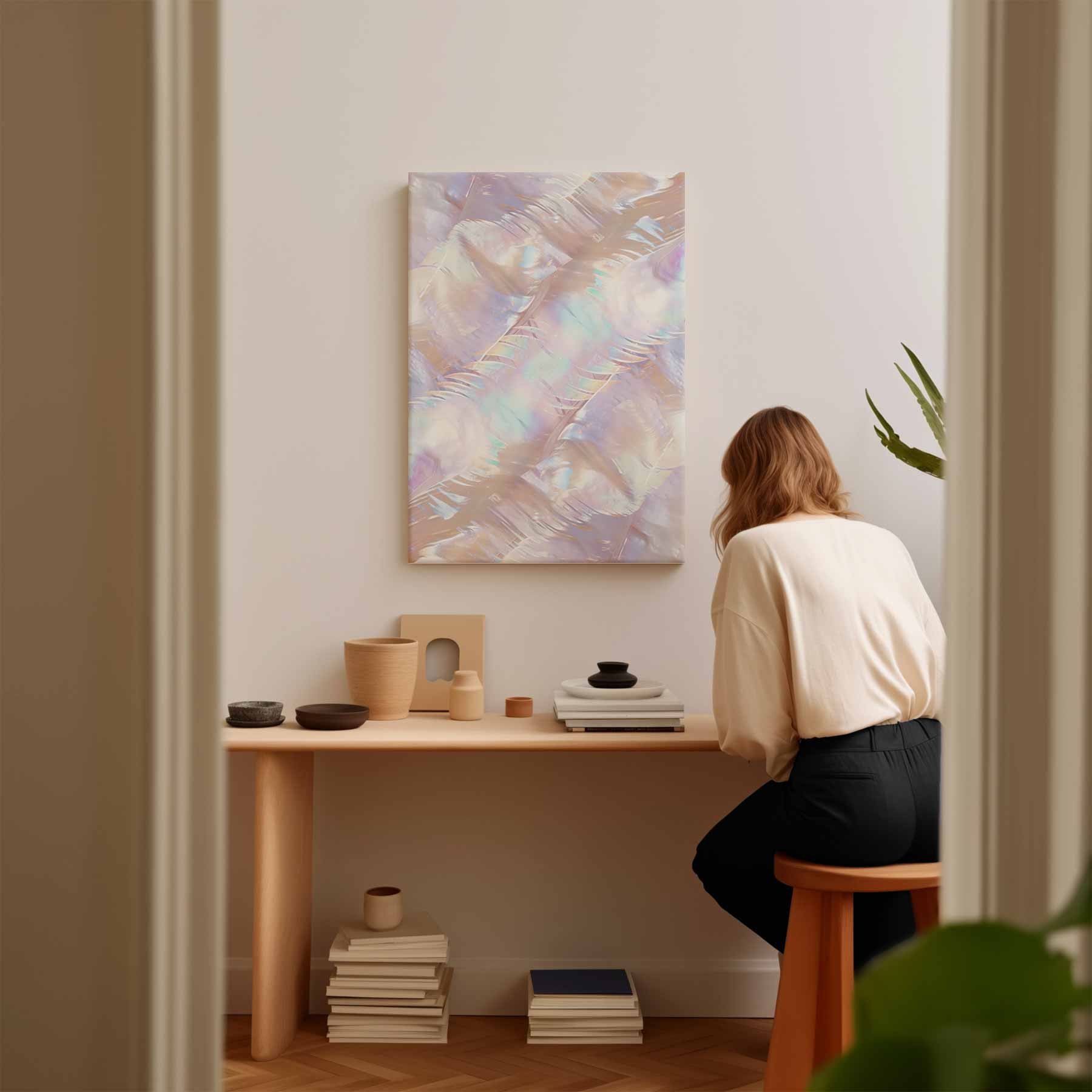 Iridescent abstraction in pastel colours
