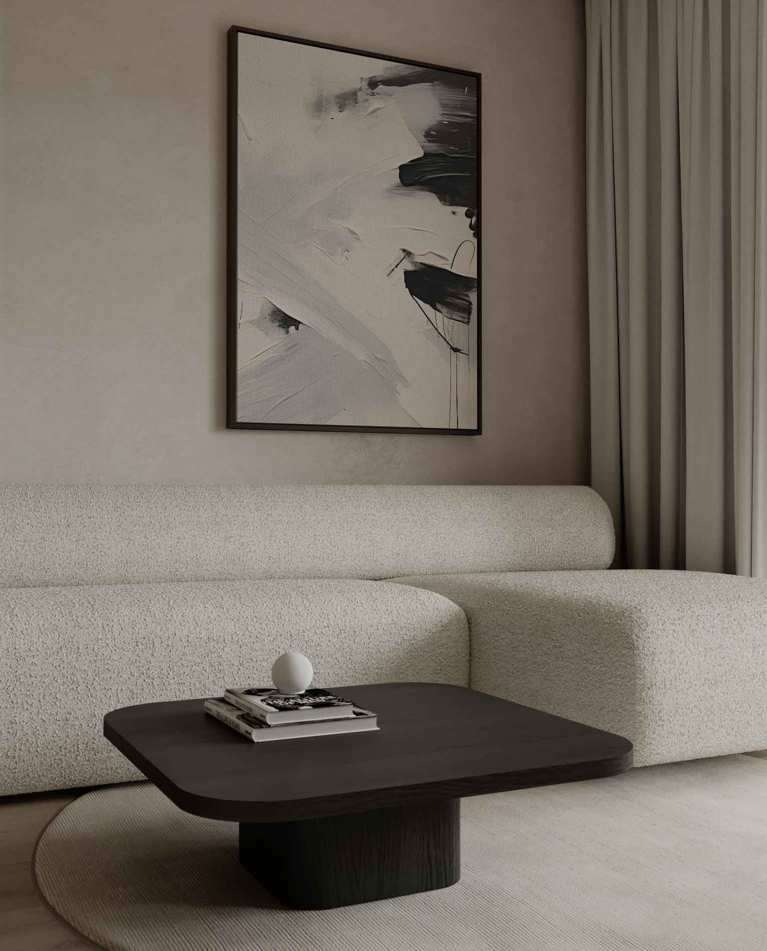 Crossing brushstrokes in black and white