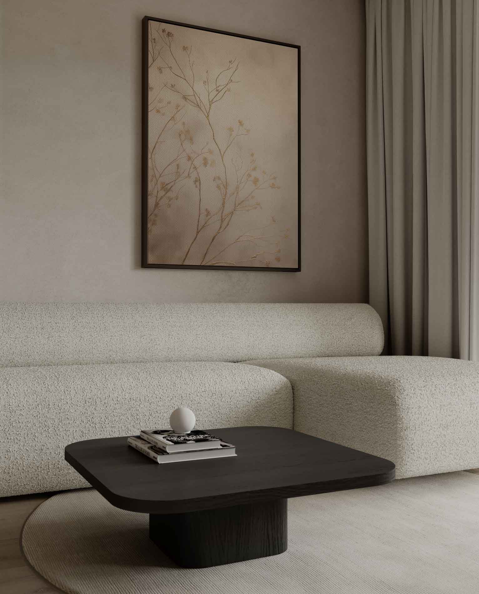Golden branches on a beige background