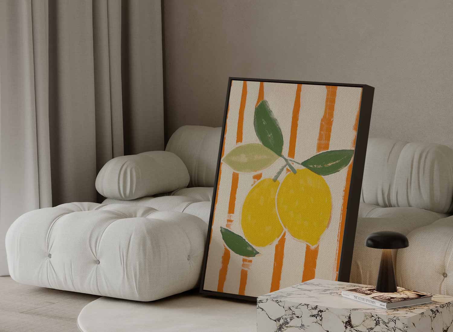 Lemons on a striped background 