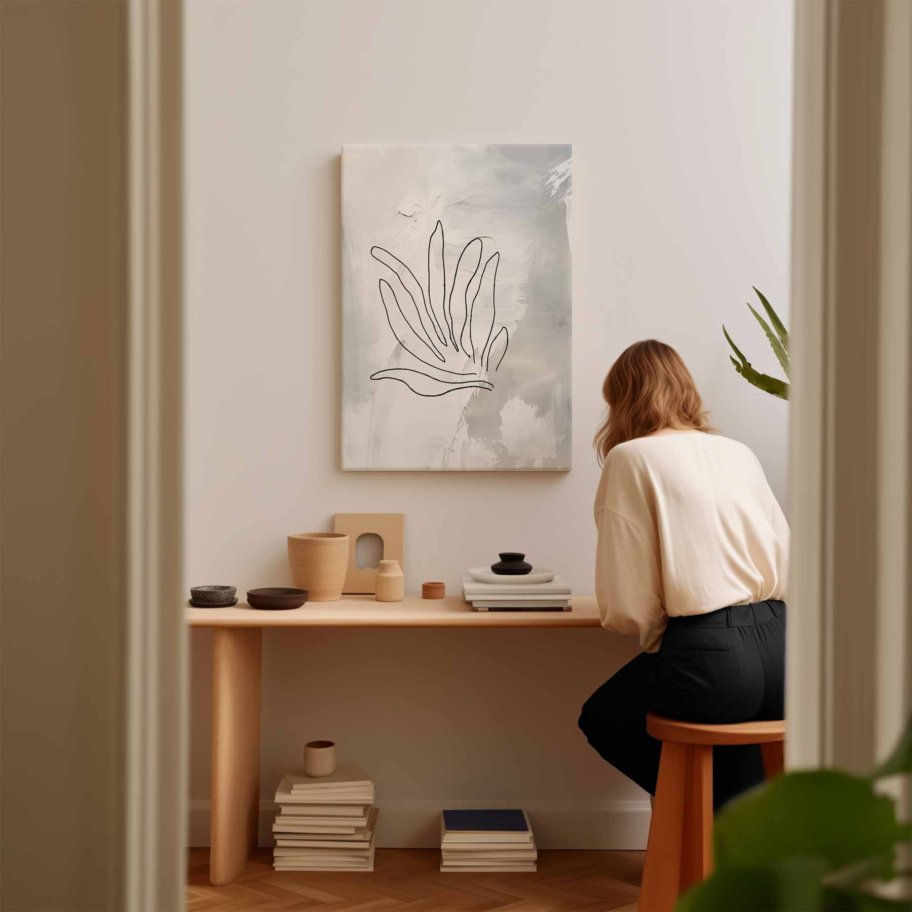 Organische Zwart-Wit Compositie Kunstwerk-canvas-dibond-plexiglas-wanddecoratie-WallArtistic