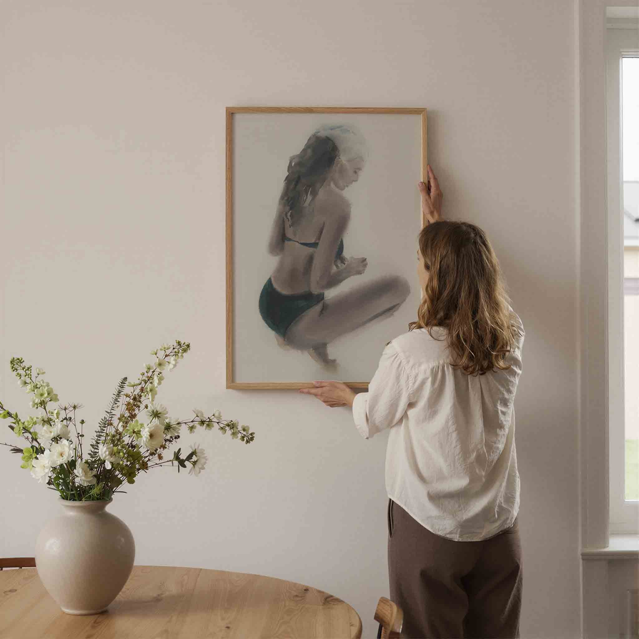 Zittende zwemmer Poster