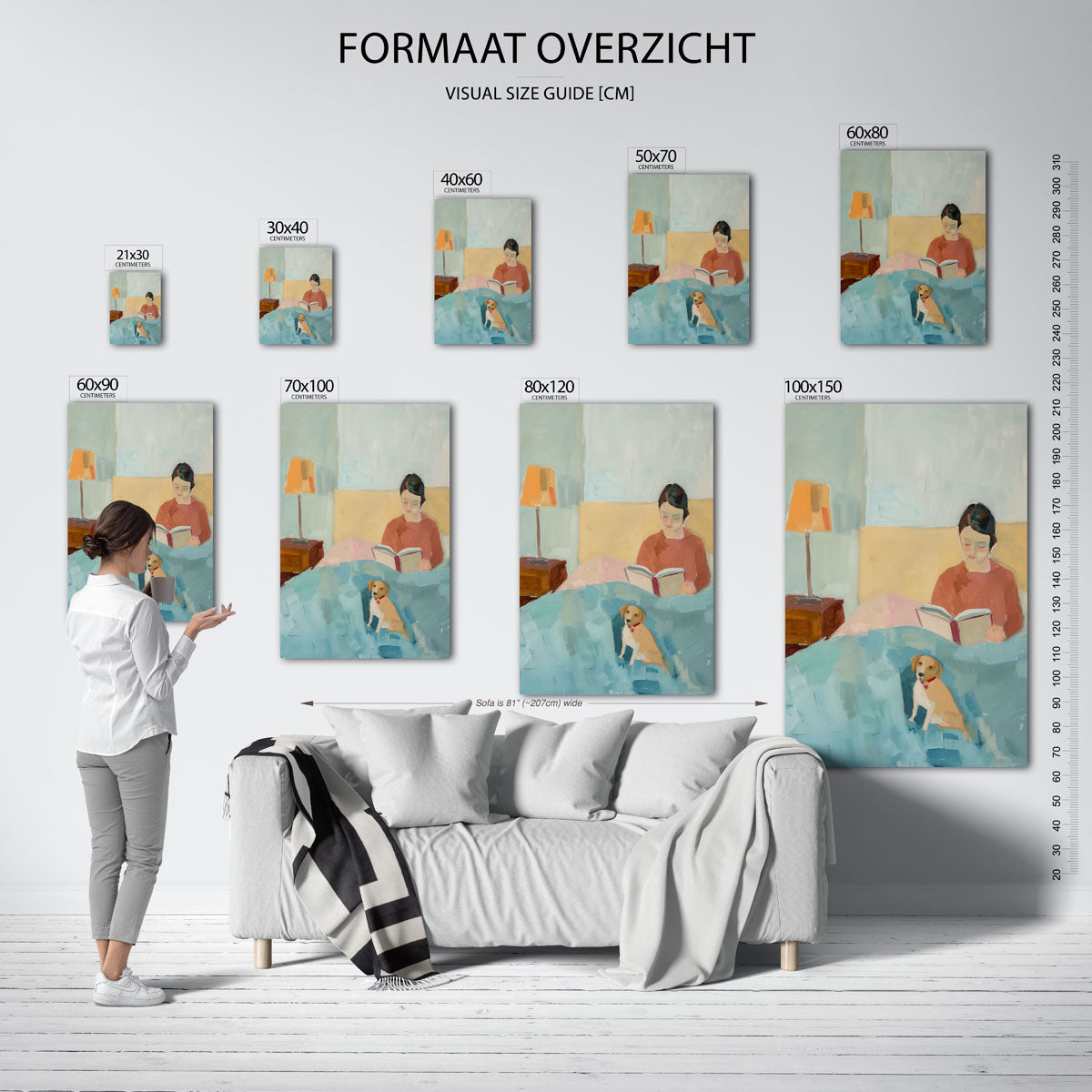 Lezende vrouw met hond Poster