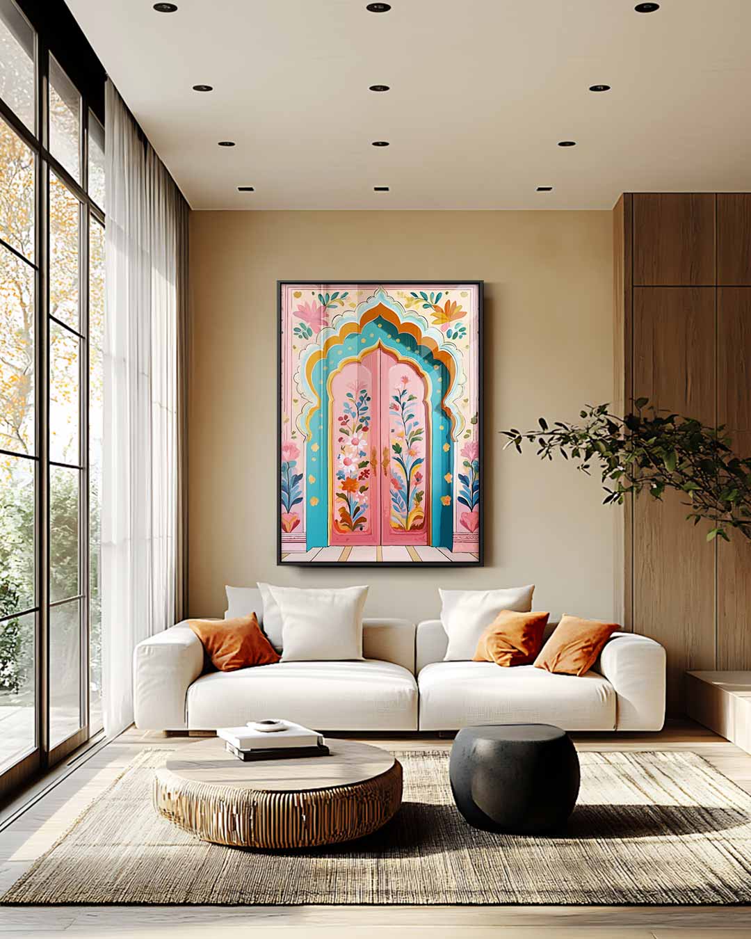 Kleurrijke Bloemenpoort Kunstwerk-canvas-dibond-plexiglas-wanddecoratie-WallArtistic