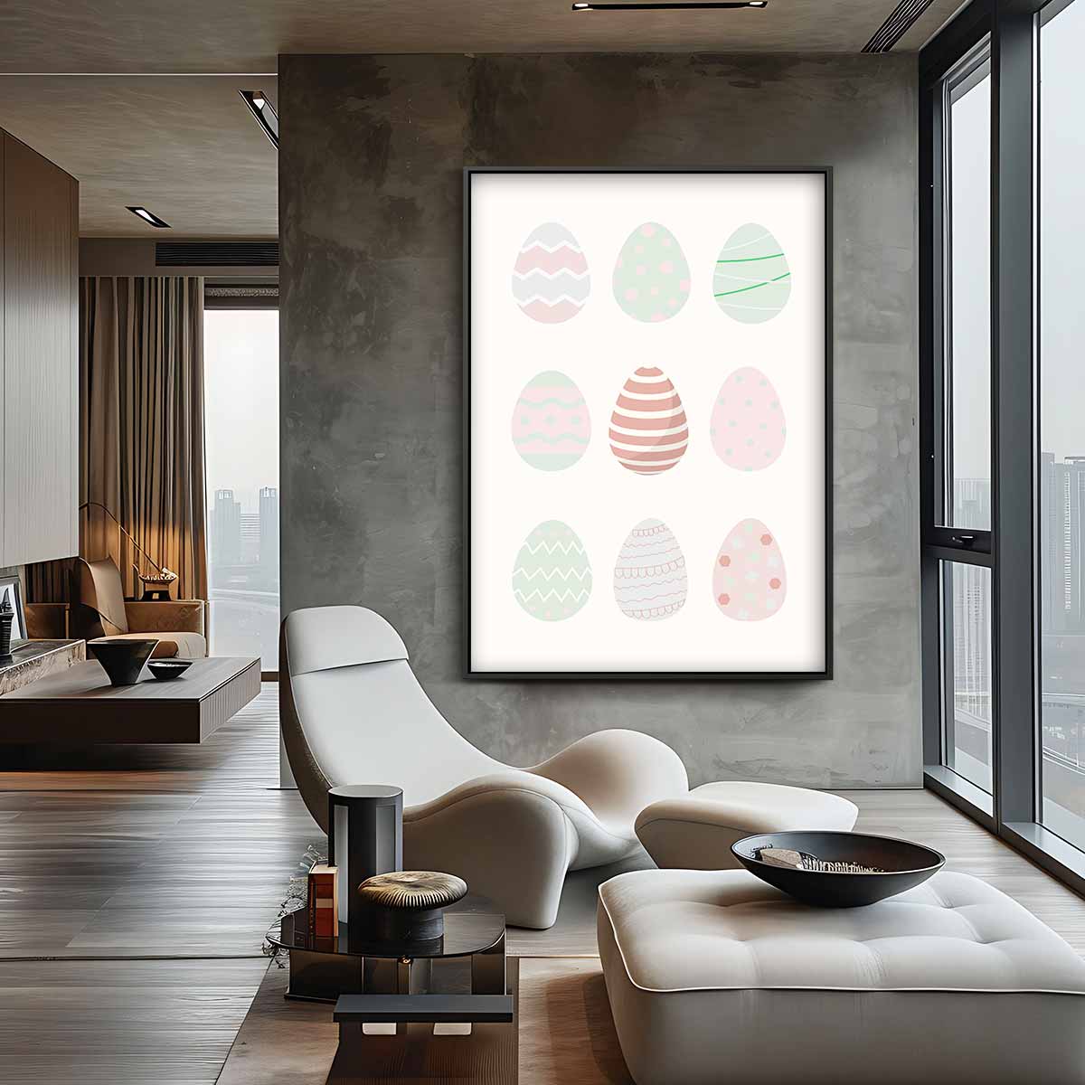 Pastel Paasei Illustratie Kunstwerk-canvas-dibond-plexiglas-wanddecoratie-WallArtistic