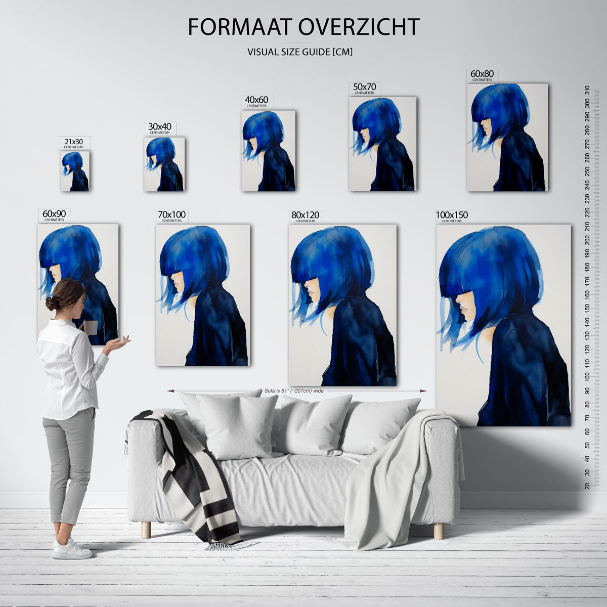 Blauw haar profiel Poster