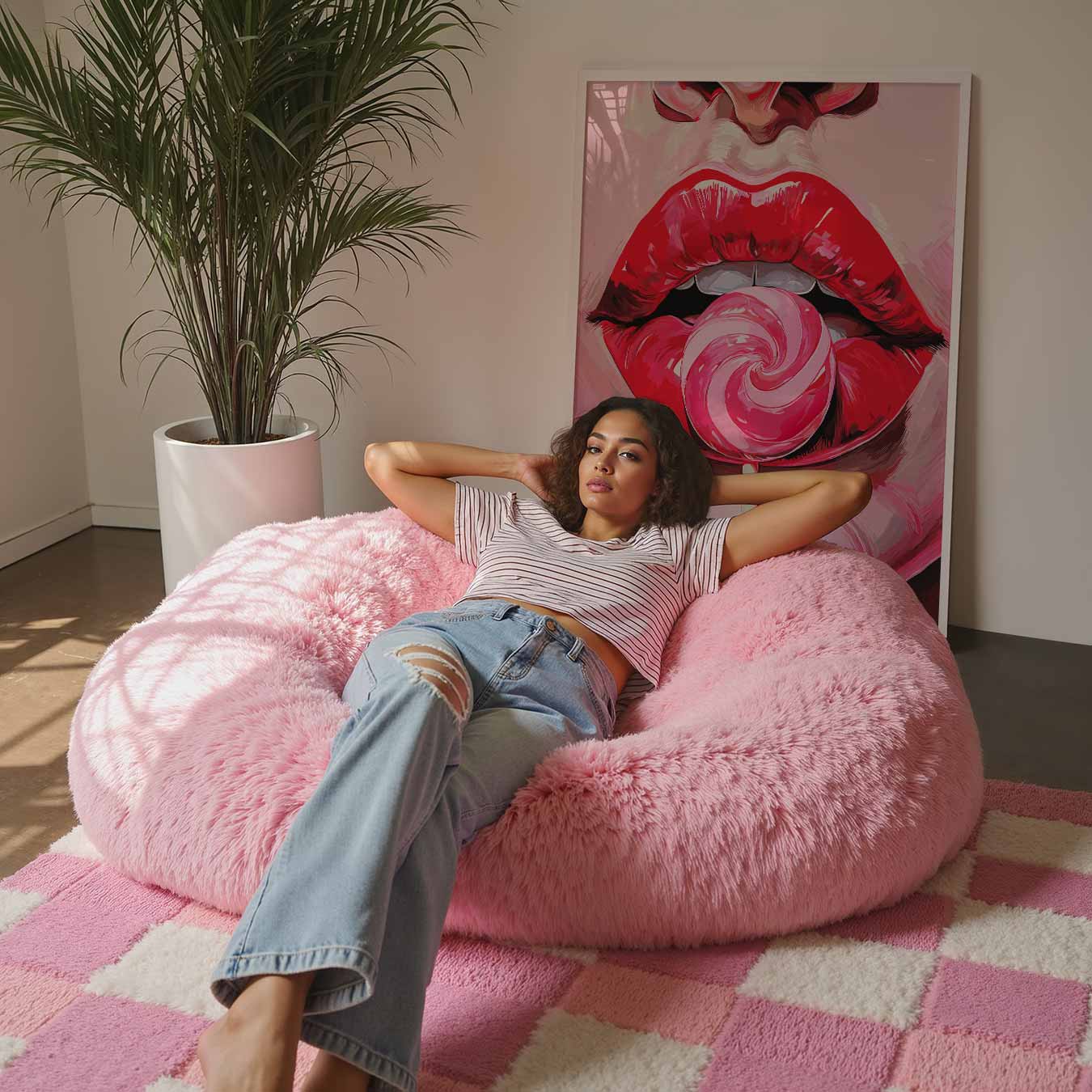 Pop Art Lippen met Lolly Poster-WallArtistic