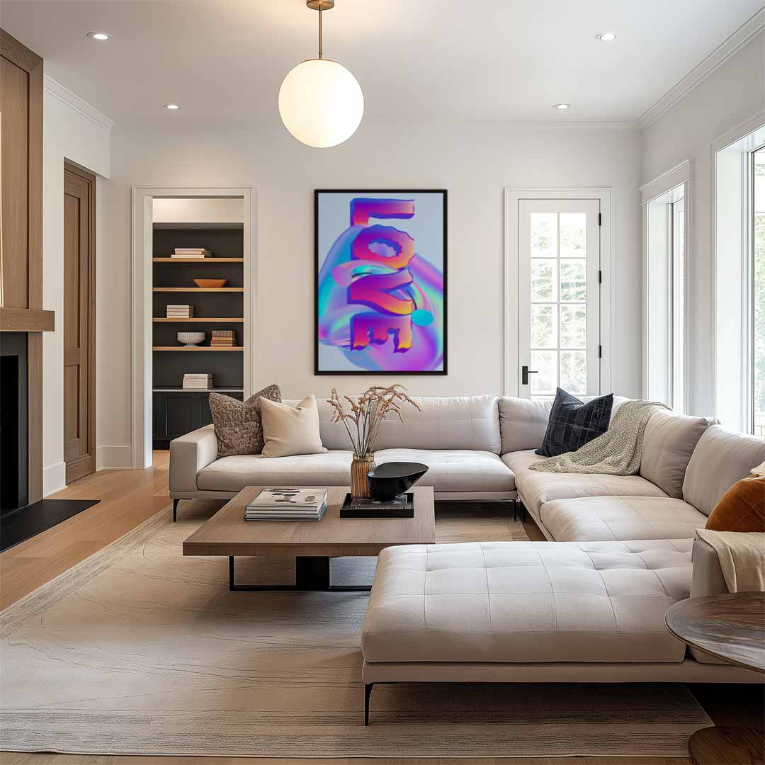 Kleurrijke Ineengestorte Vormen Kunstwerk-canvas-dibond-plexiglas-wanddecoratie-WallArtistic