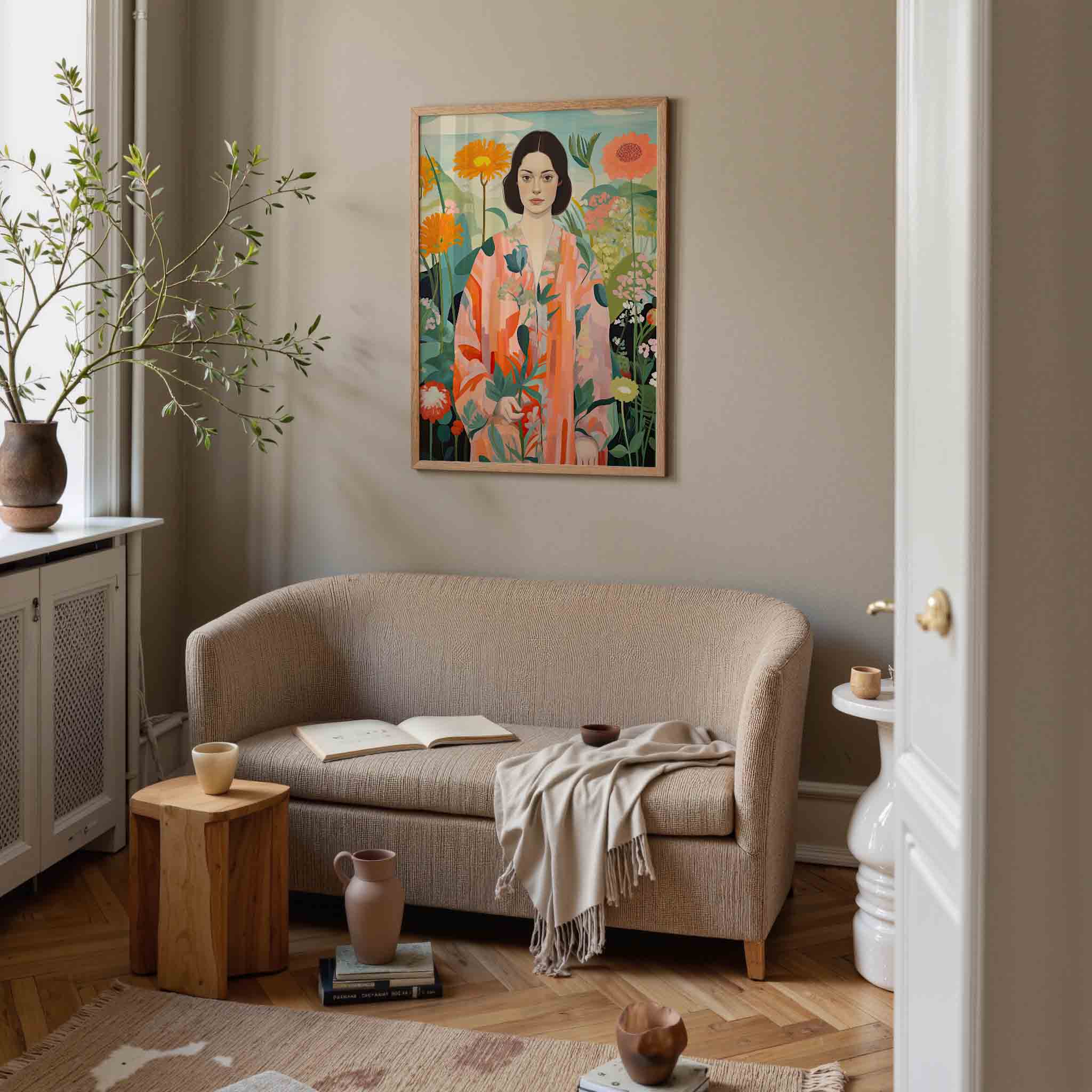 Vrouw met bloemen Poster
