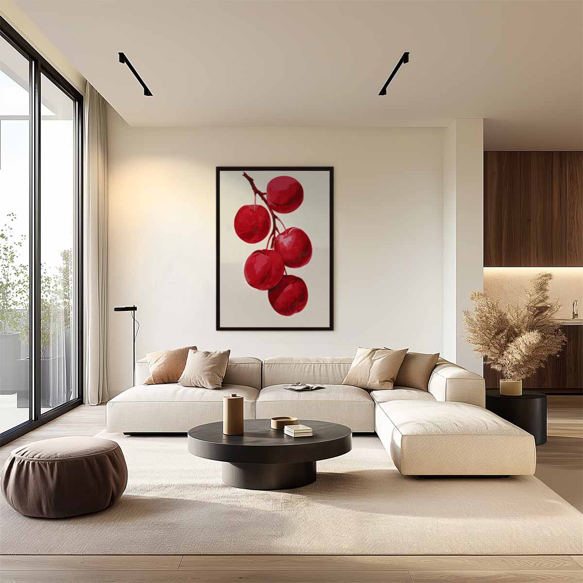 Rode Pruimen aan Tak Kunstwerk-canvas-dibond-plexiglas-wanddecoratie-WallArtistic