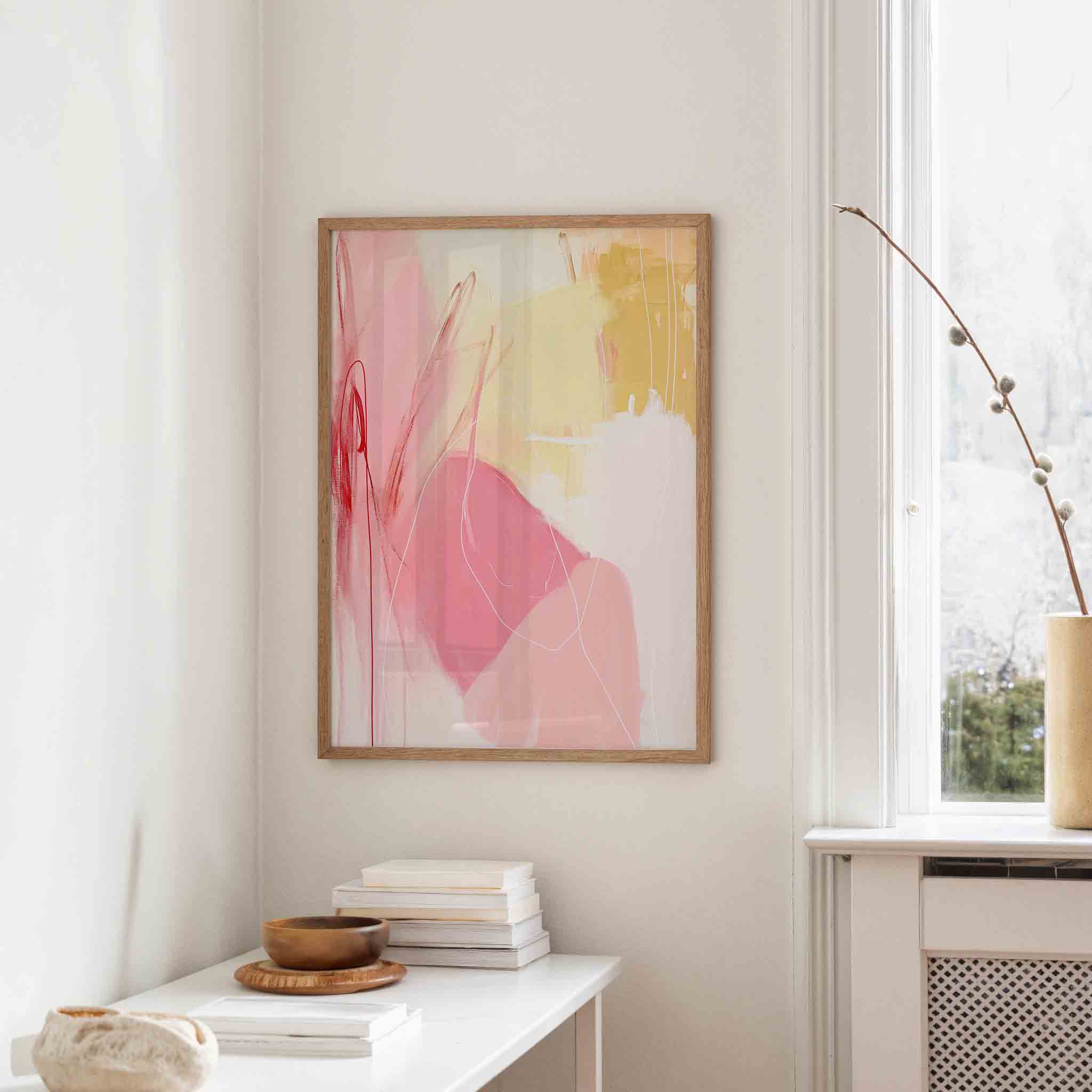 Abstracte roze en gele Poster