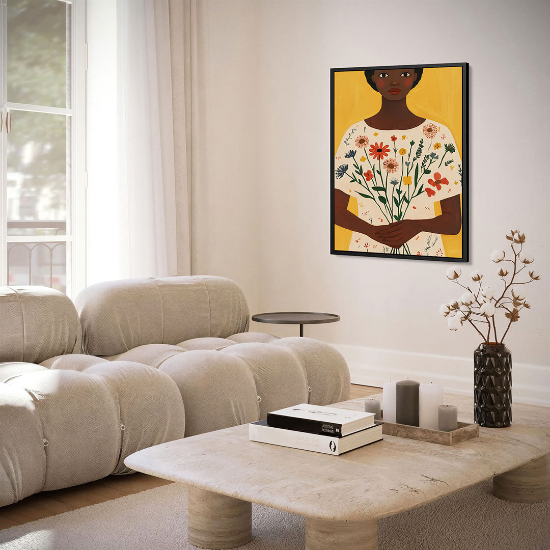 Bloemenportret vrouw Kunstwerk