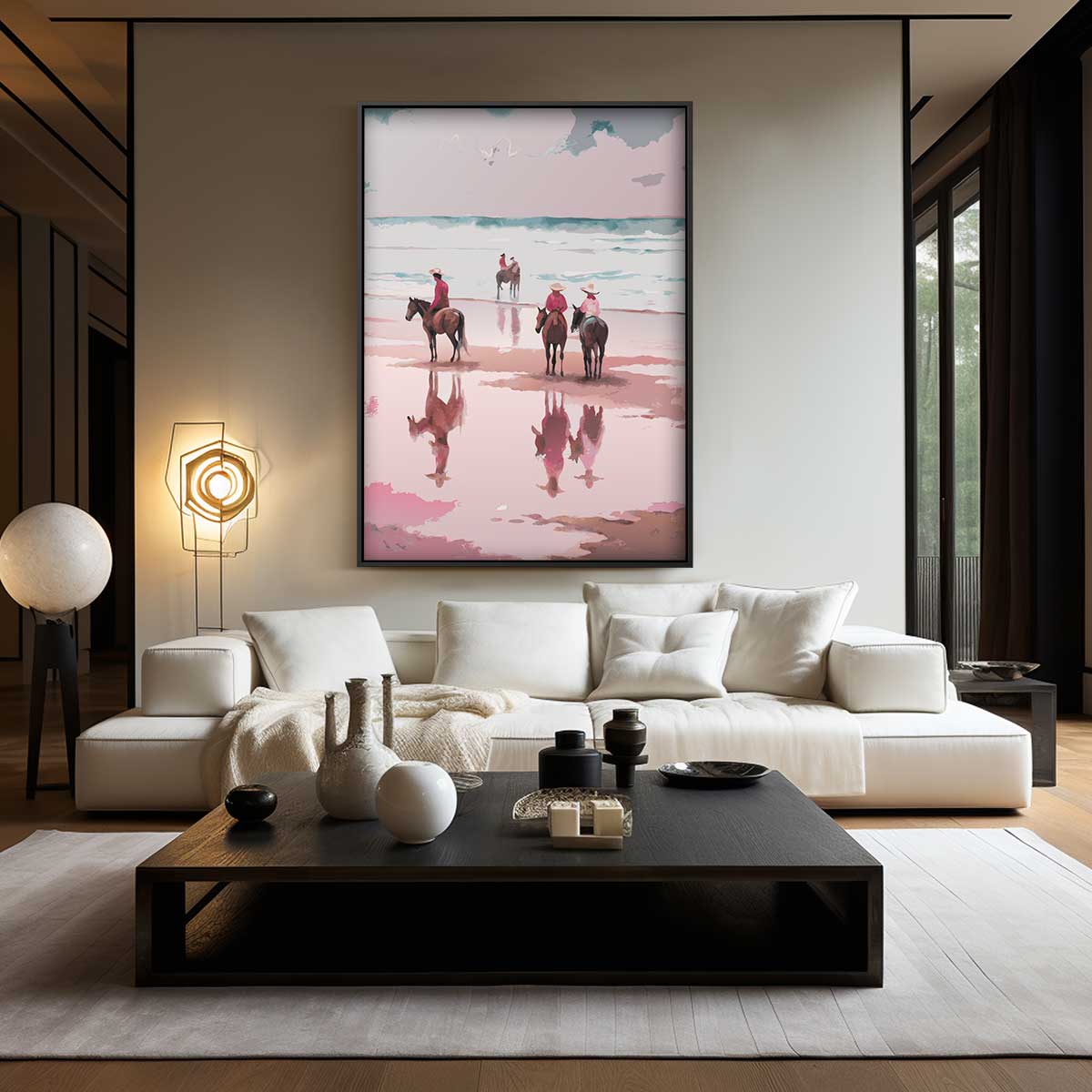 Strandrit in de Avondzon Kunstwerk-canvas-dibond-plexiglas-wanddecoratie-WallArtistic