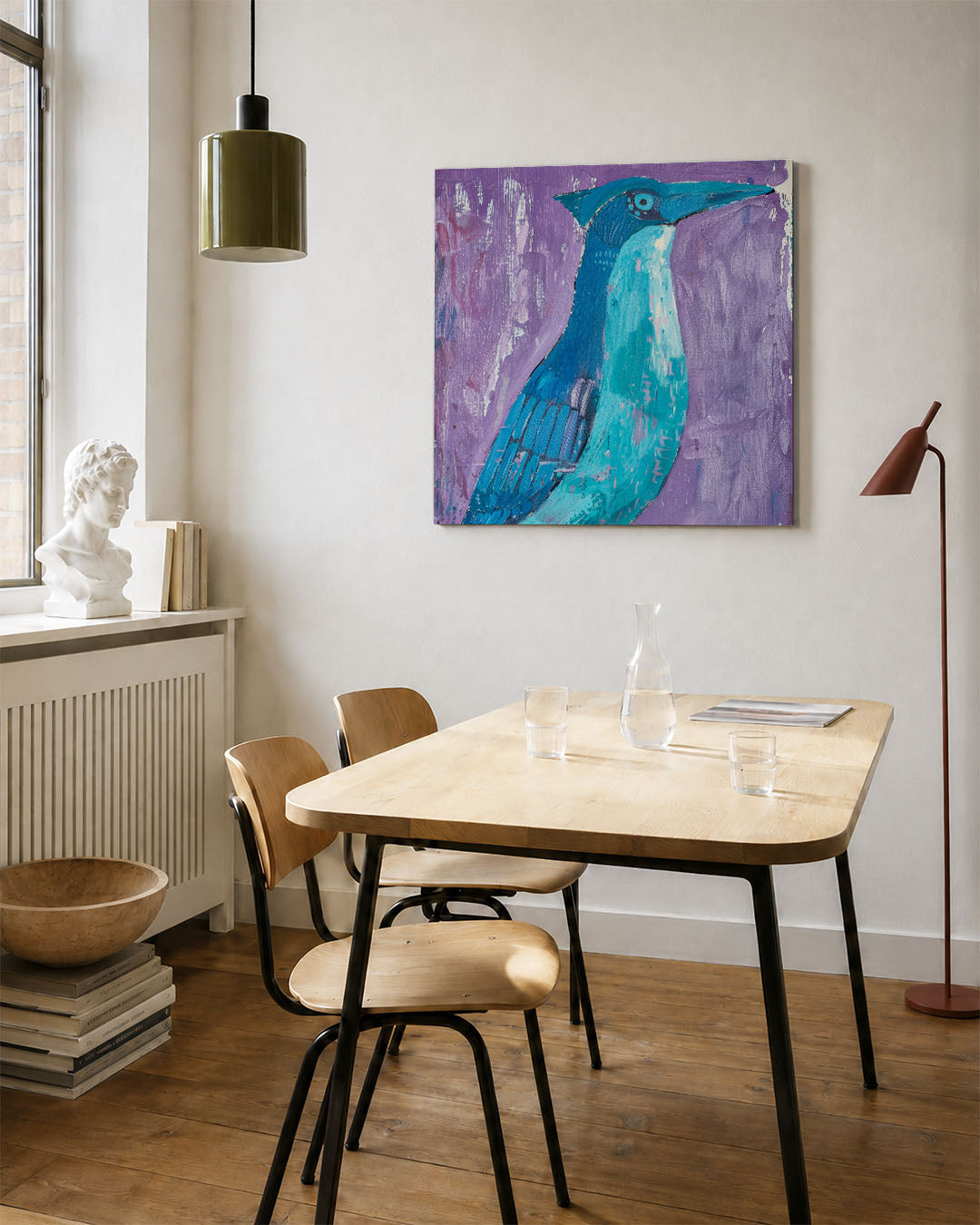 Vogelsilhouet in kleur Kunstwerk