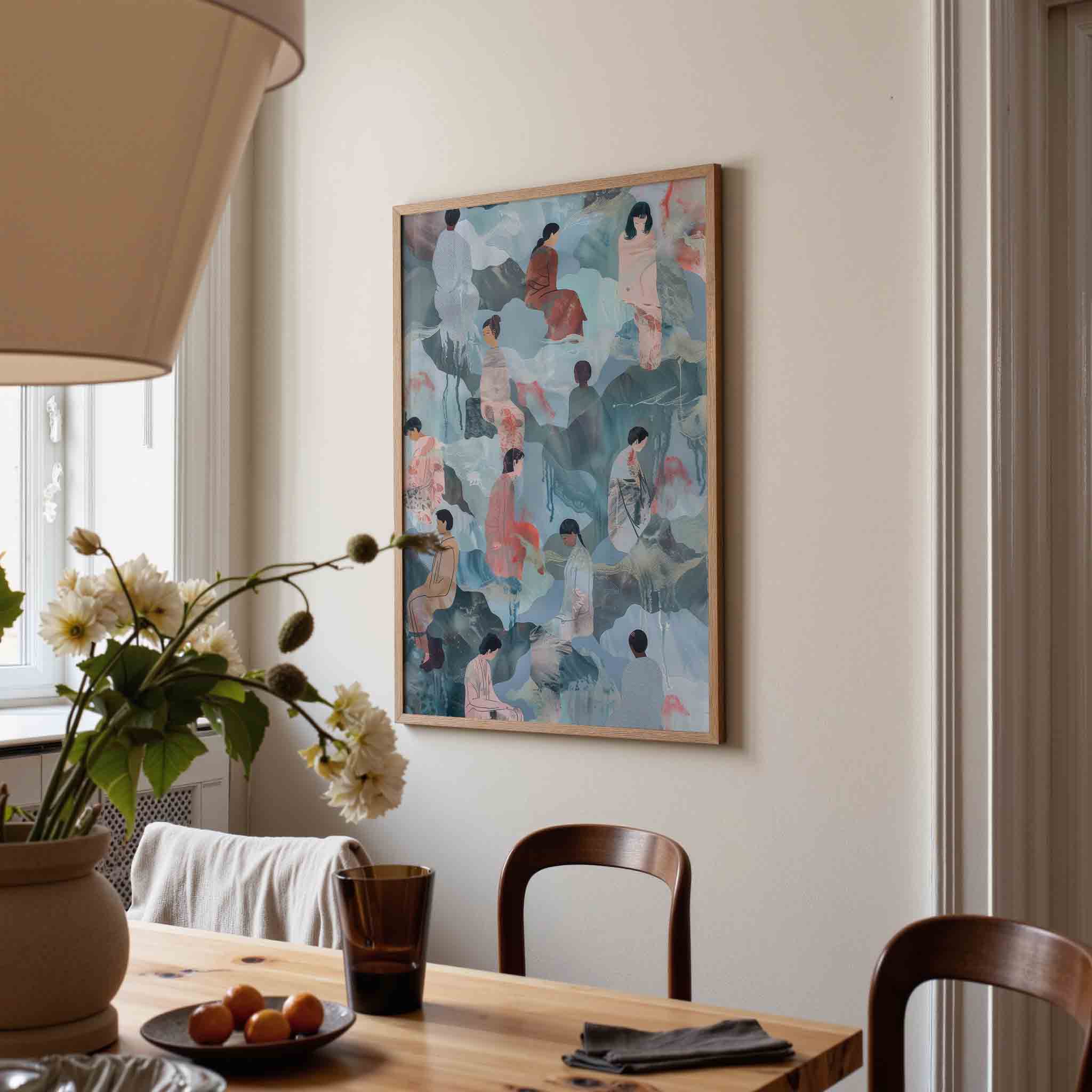 Zittende figuren Poster