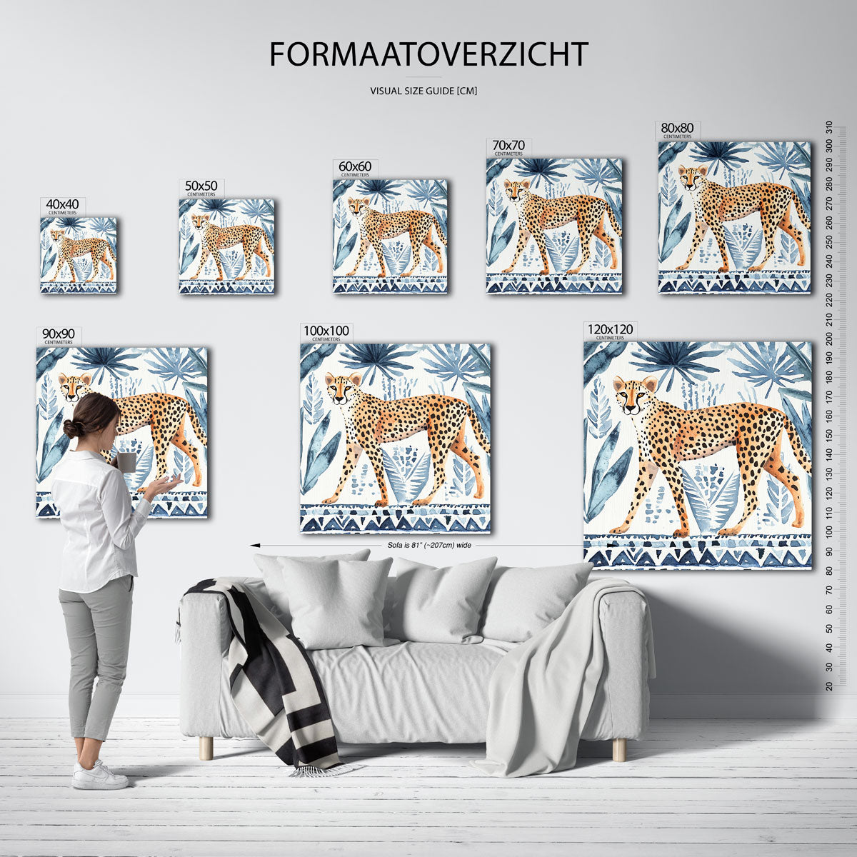 Luipaard en bladeren Poster