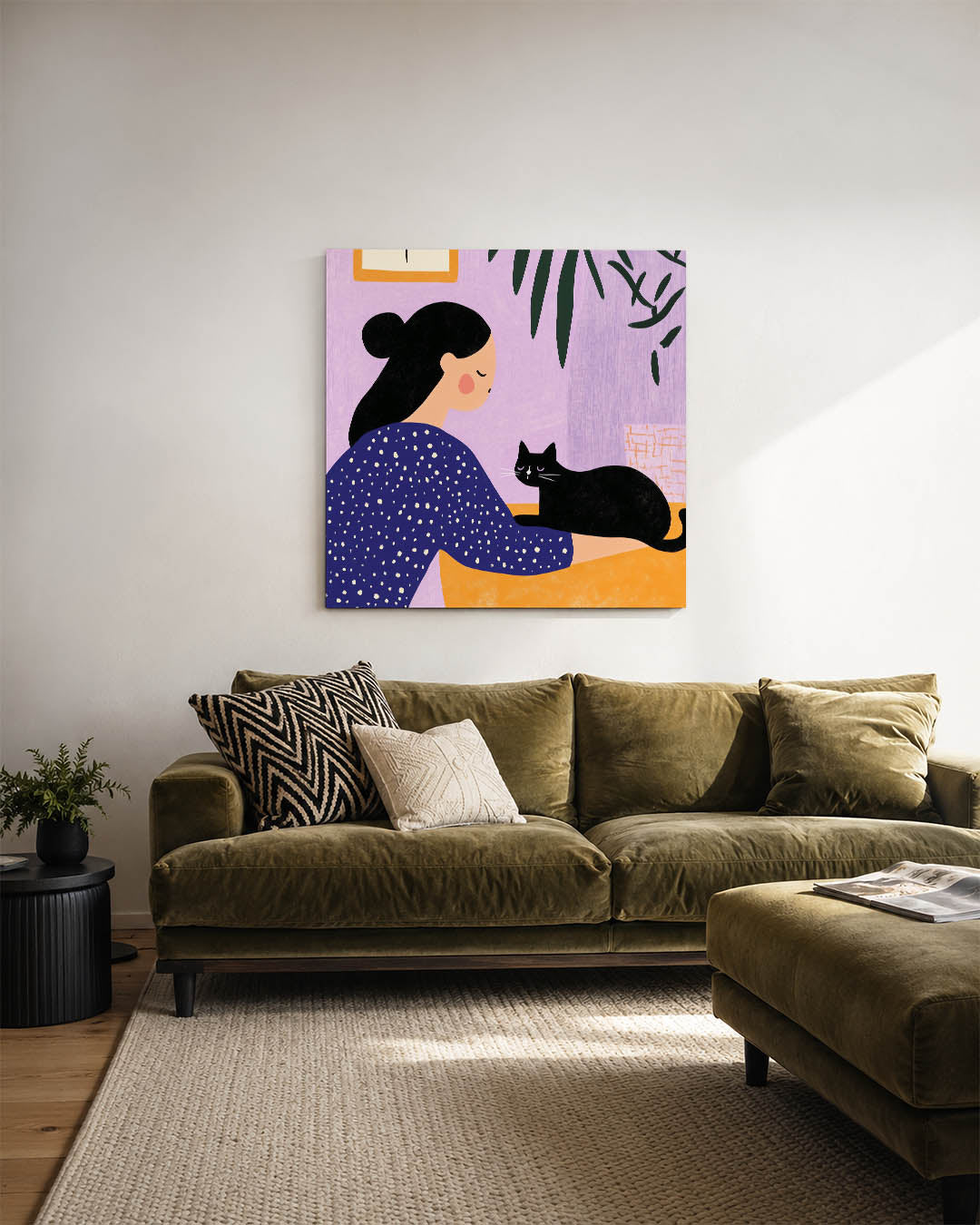 Vrouw met kat Kunstwerk
