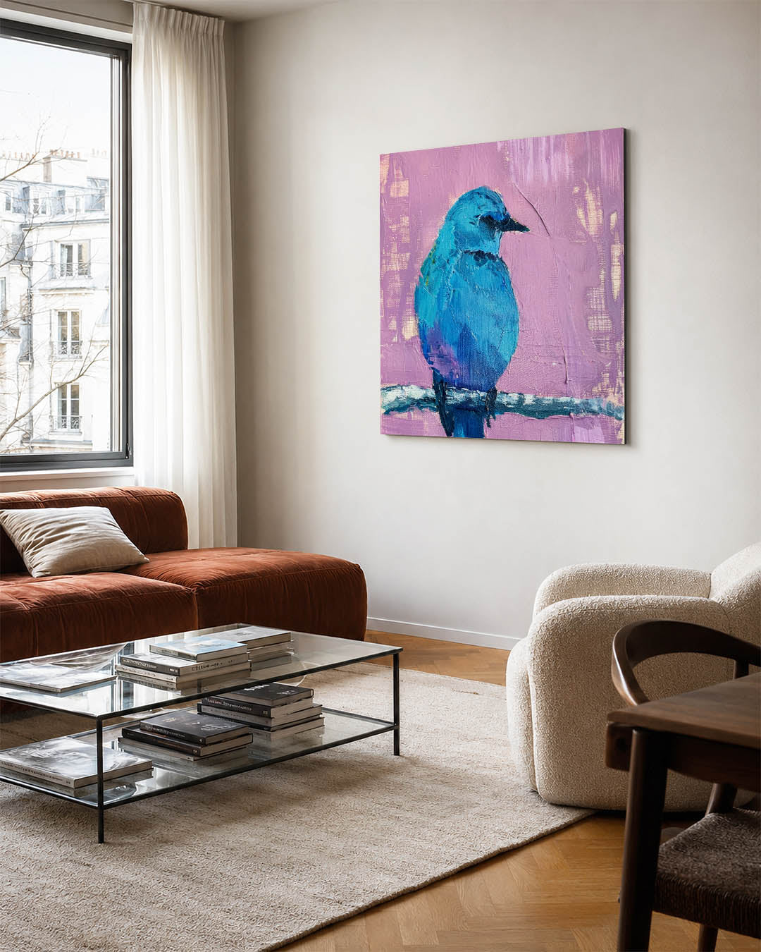 Vogelsilhouet op tak Kunstwerk