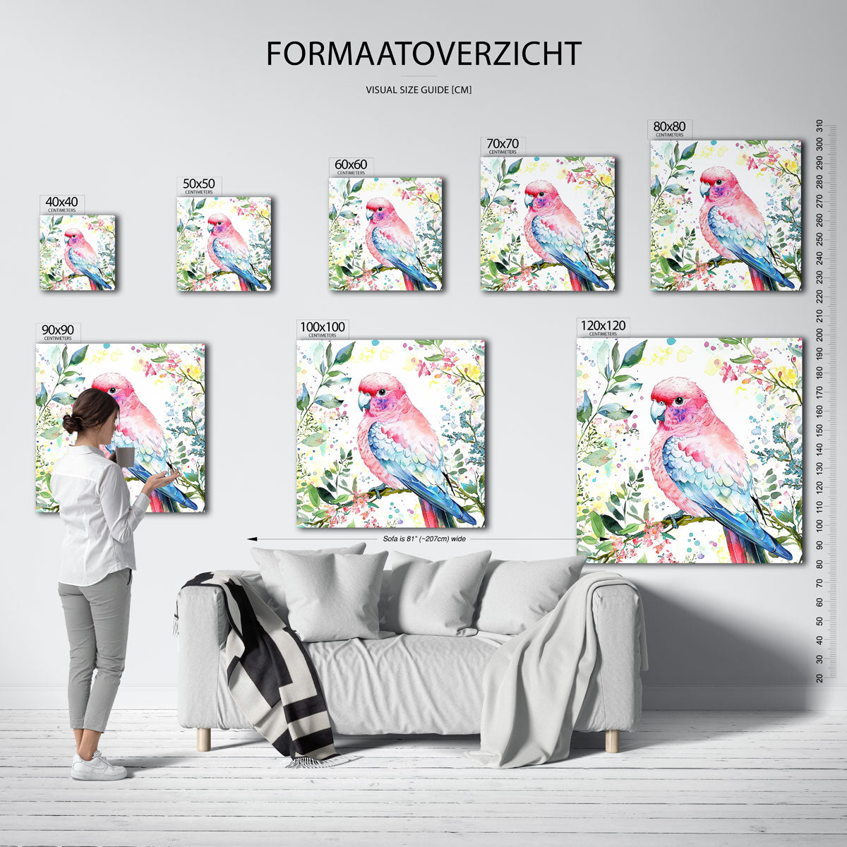 Papegaai en bloemen Poster
