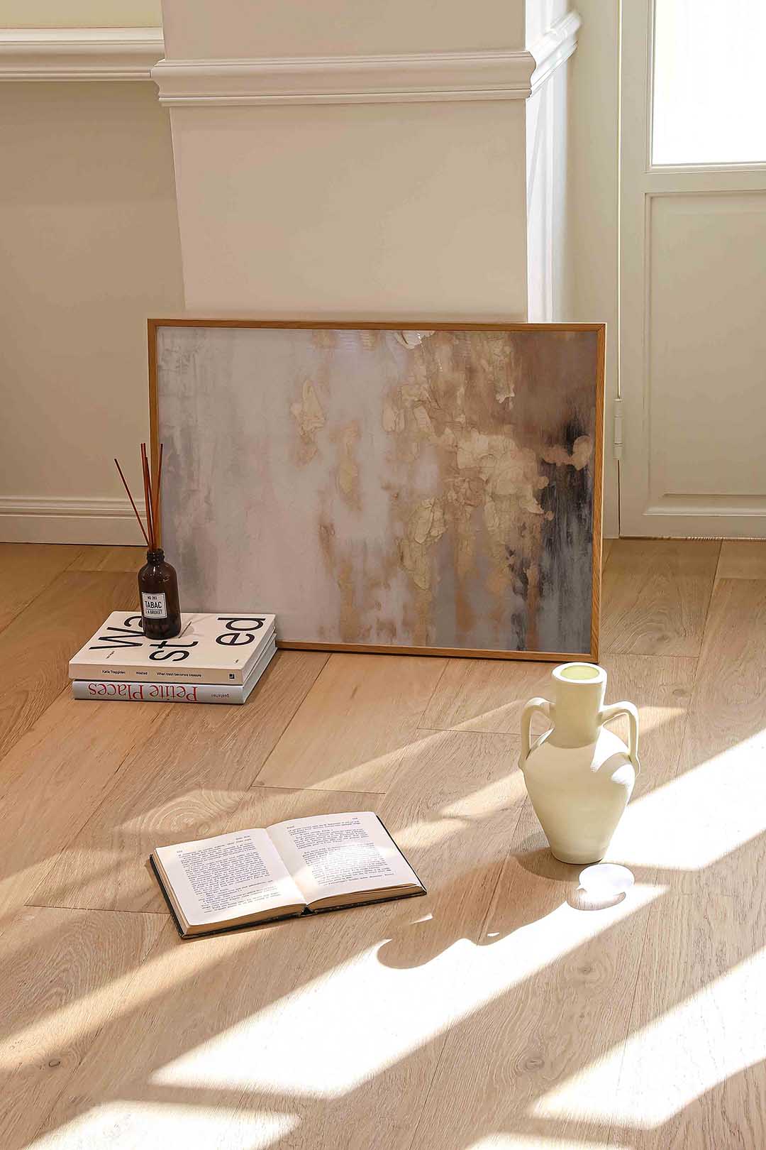 Abstracte beige en grijze Poster