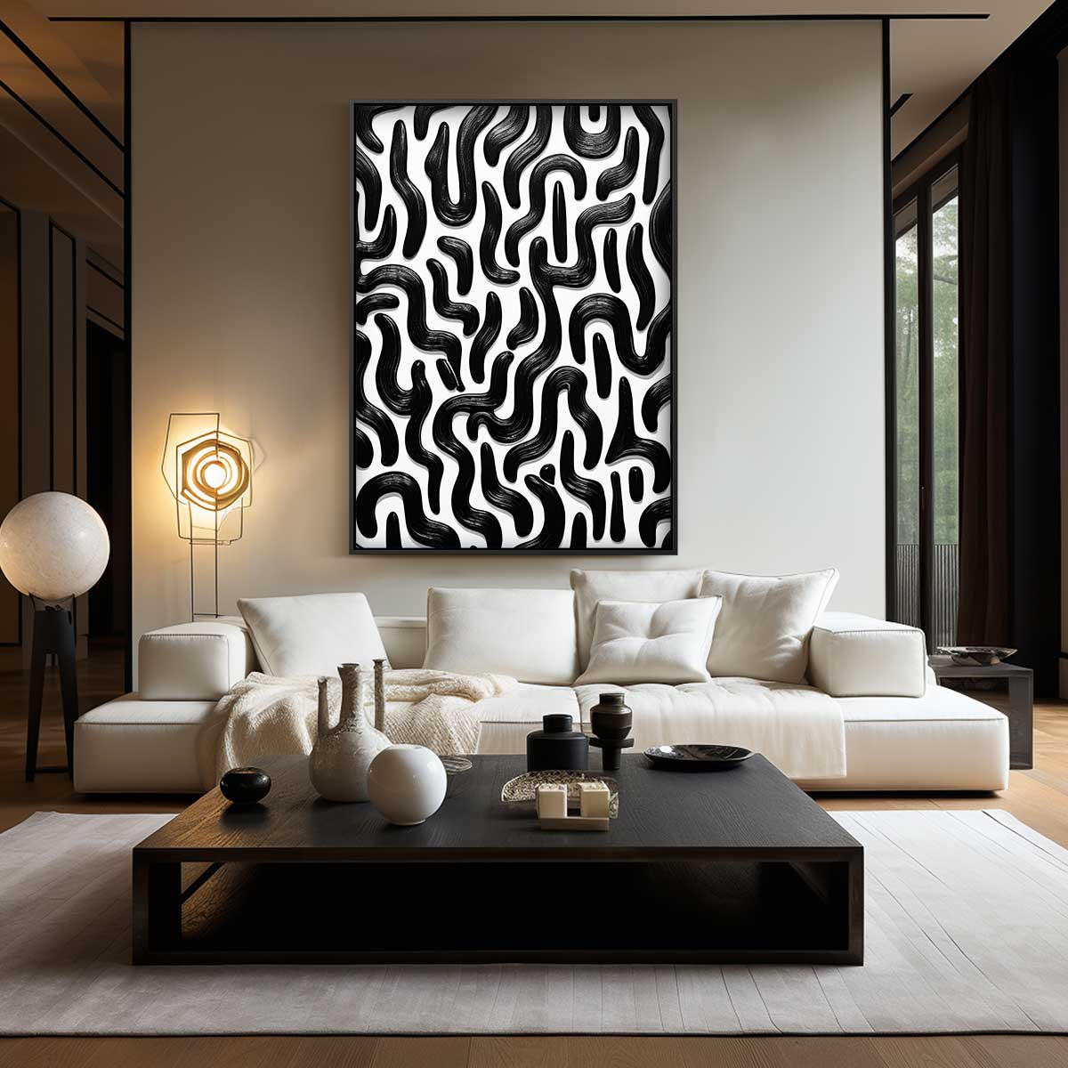 Dynamische Zwarte Stroom Kunstwerk-canvas-dibond-plexiglas-wanddecoratie-WallArtistic