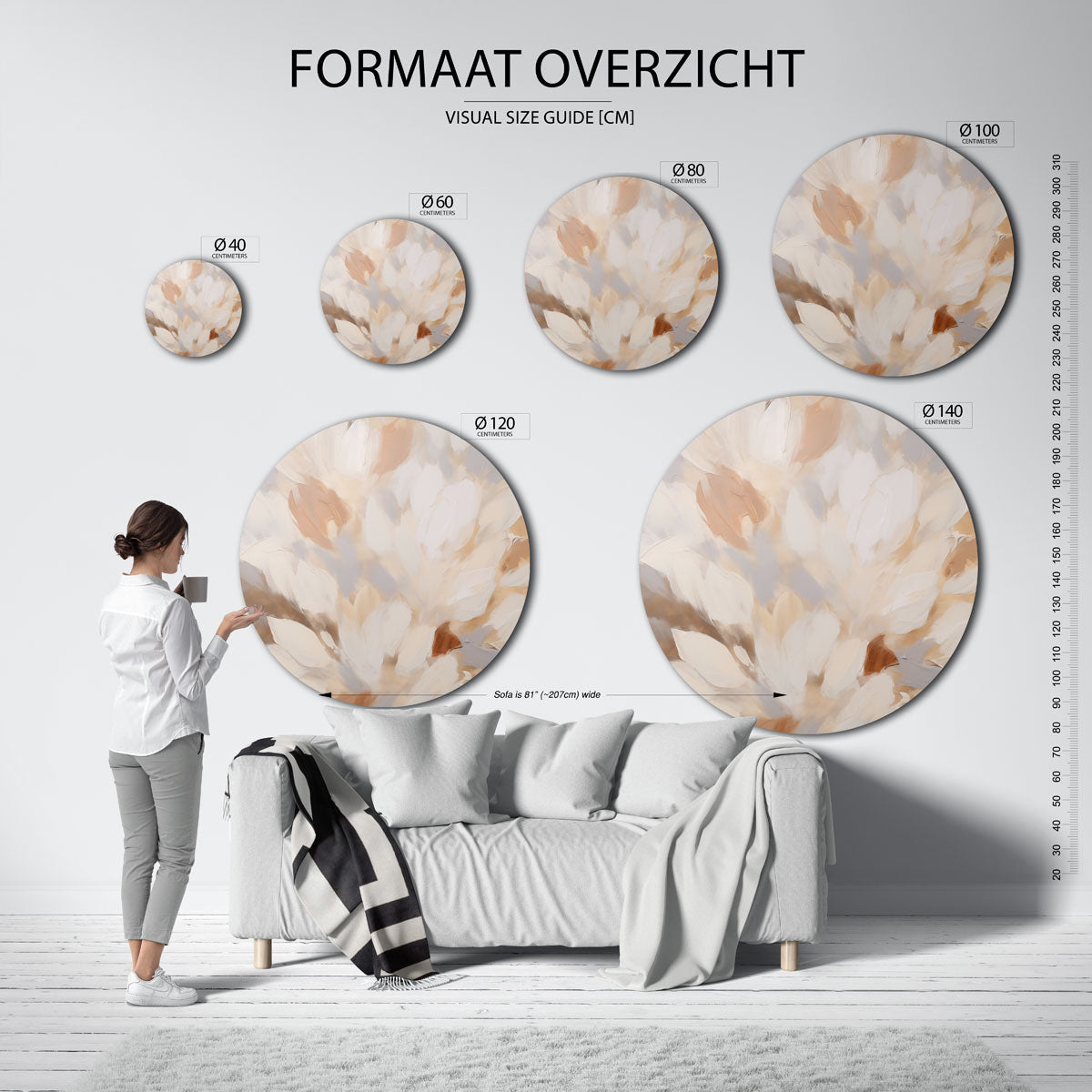 Bladvormige compositie Muurcirkel