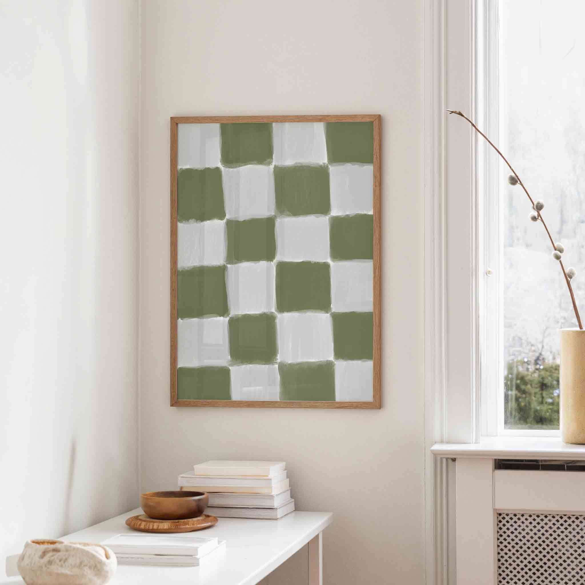 Groen en wit geruite Poster
