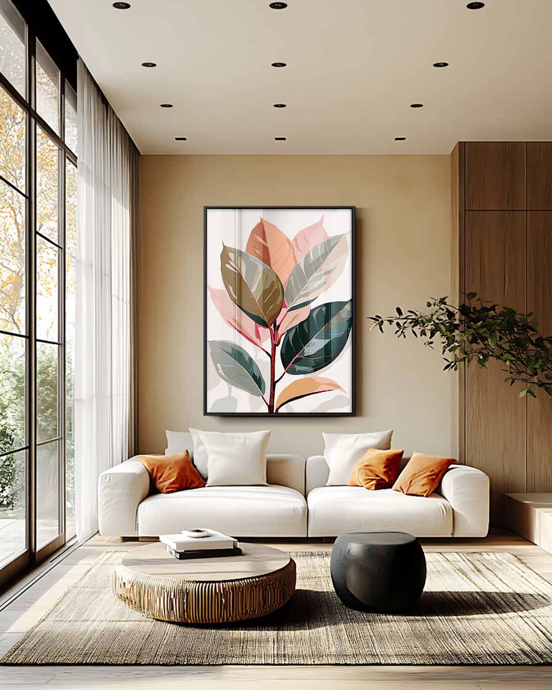 Vrolijke Herfstbladeren Kunstwerk-canvas-dibond-plexiglas-wanddecoratie-WallArtistic