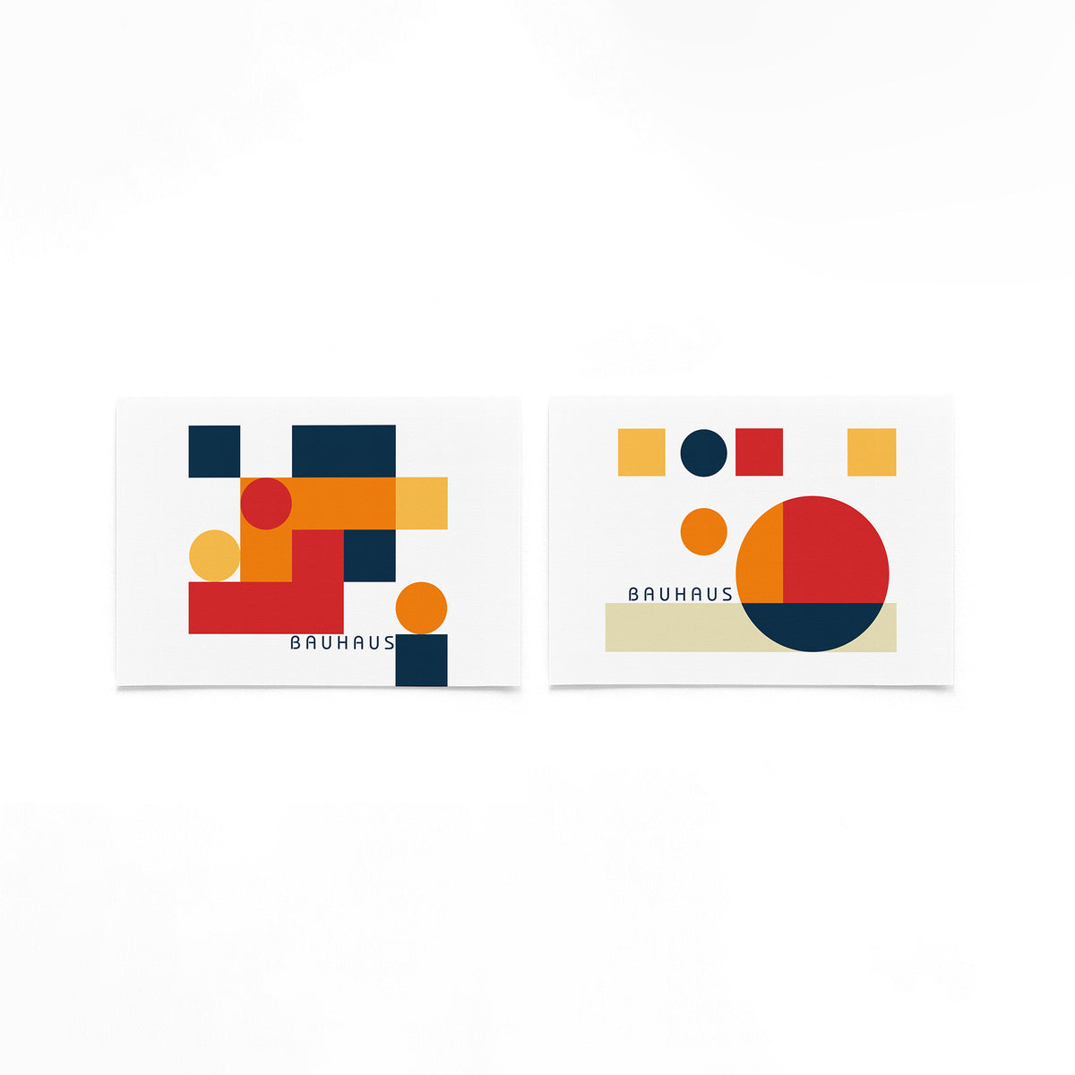 Twee landscape posters met kleurvlakken en cirkels als vrijstaande productfoto