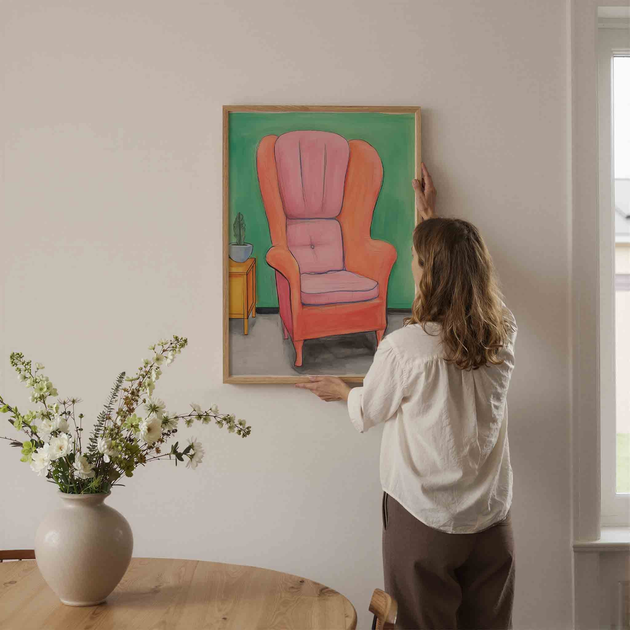 Roze fauteuil Poster