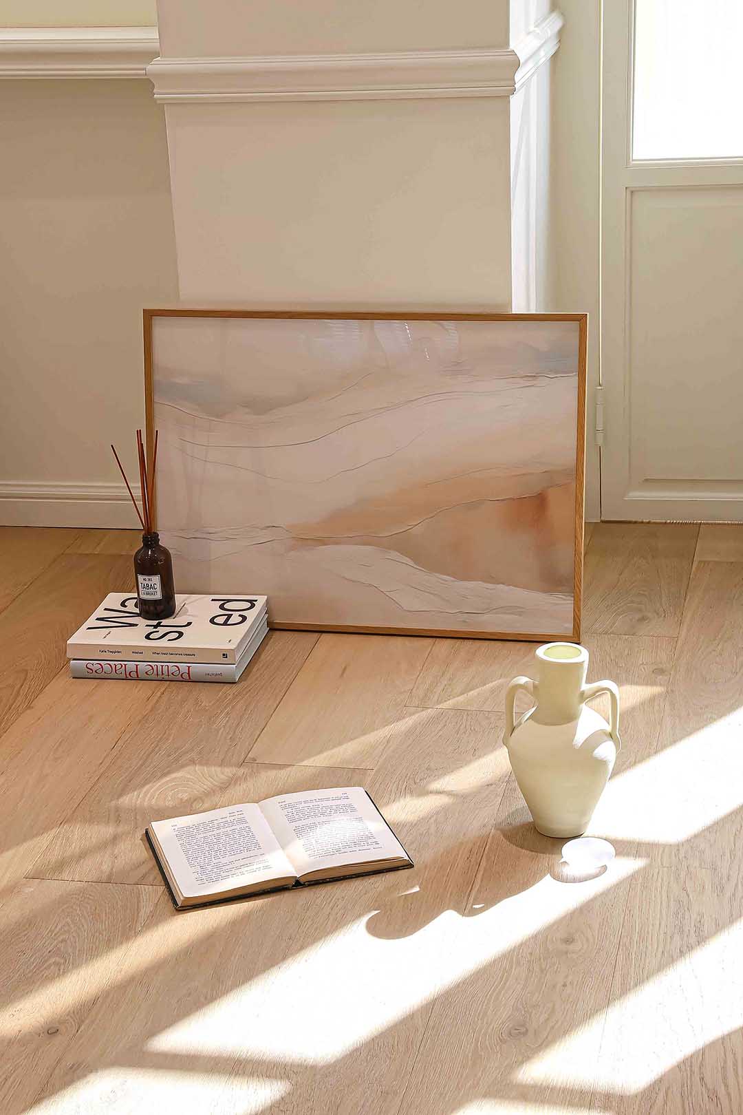 Abstracte beige en witte Poster