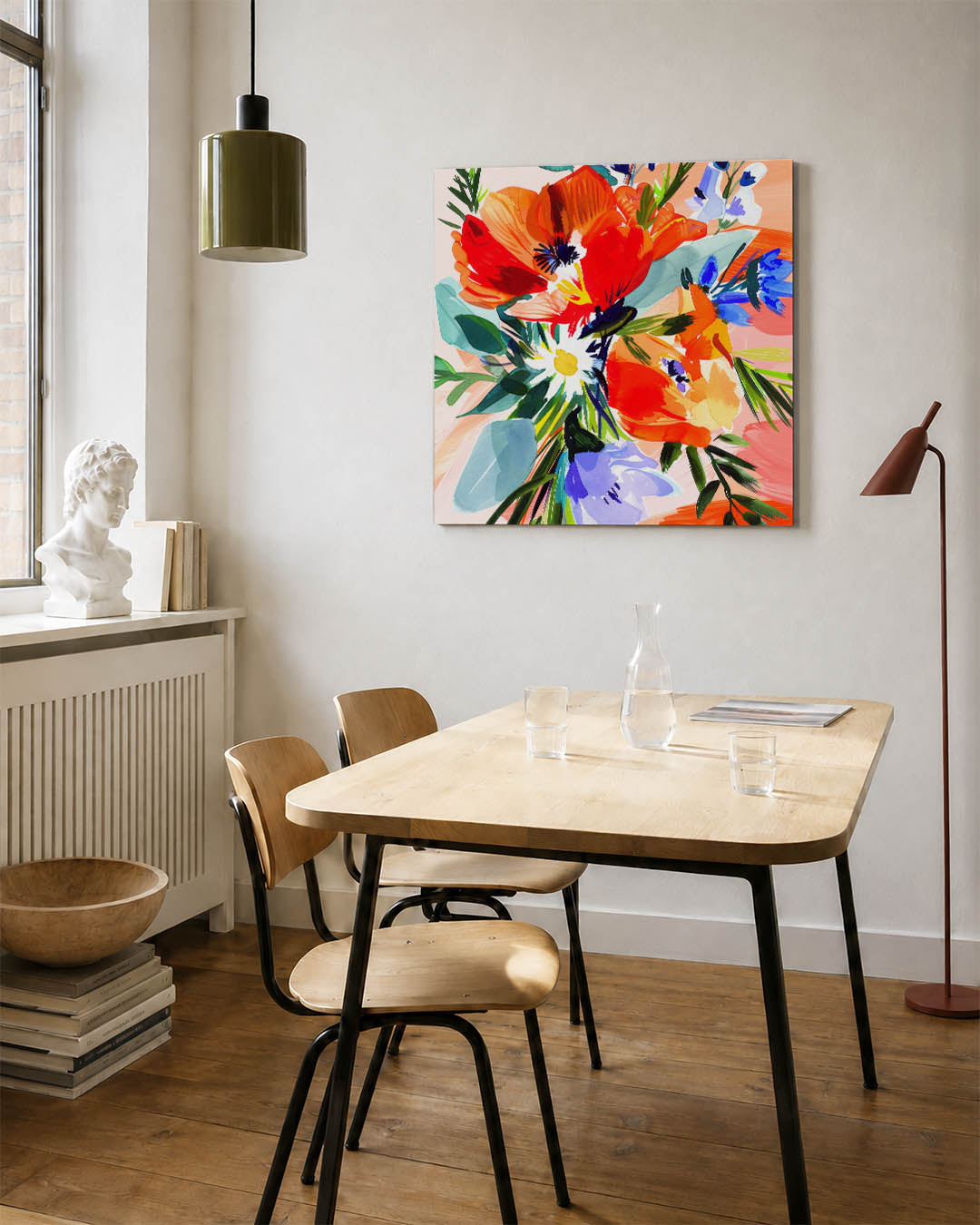 Kleurrijke bloemencompositie Kunstwerk