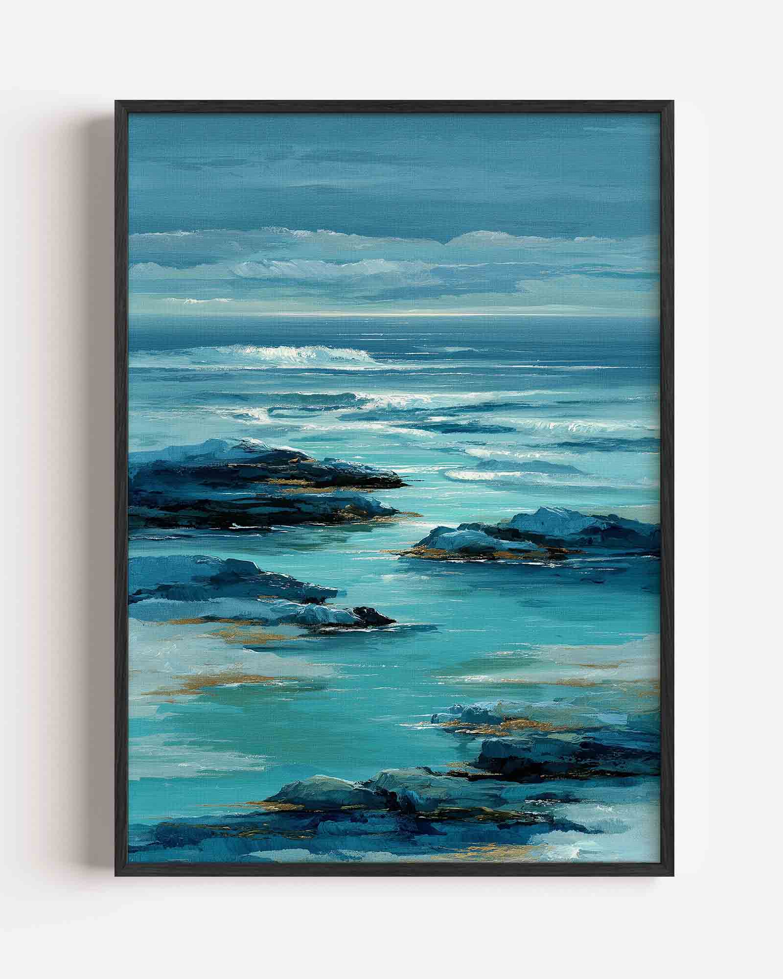Golven en rotsen Poster