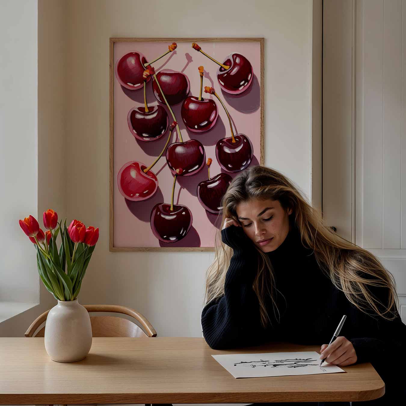 Kersenliefde voor aan de Muur Poster-WallArtistic