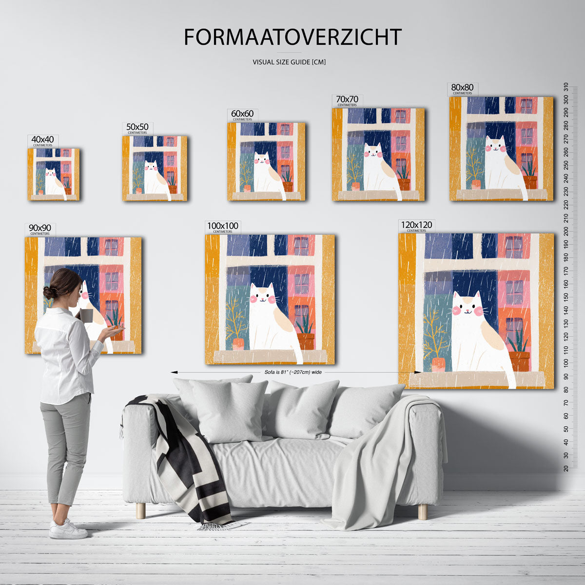 Kat bij raam Poster