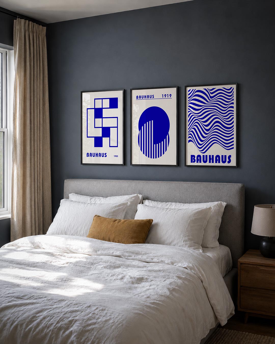 Blauw lijnenspel Posterset