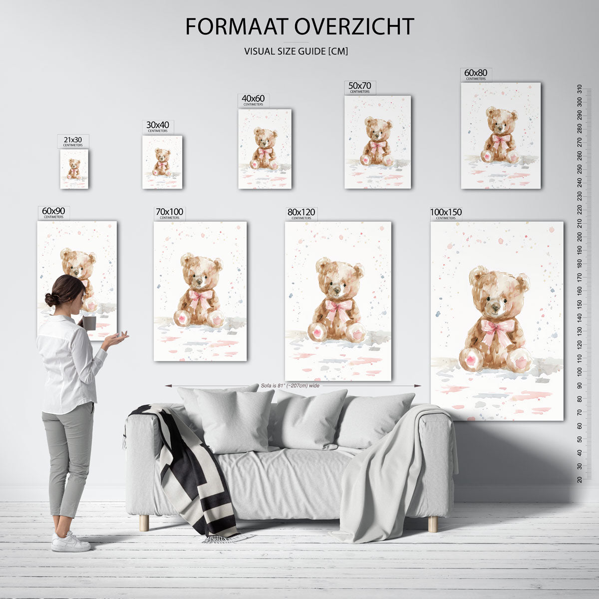 Zittende teddybeer Poster