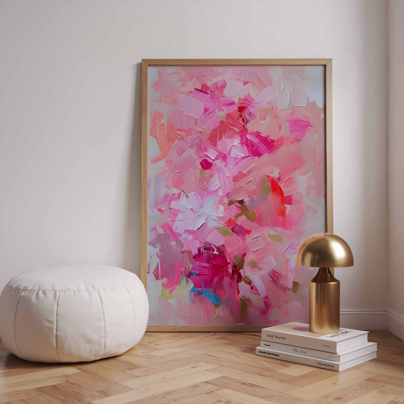 Vrolijke Roze Abstracte Kunstposter-WallArtistic