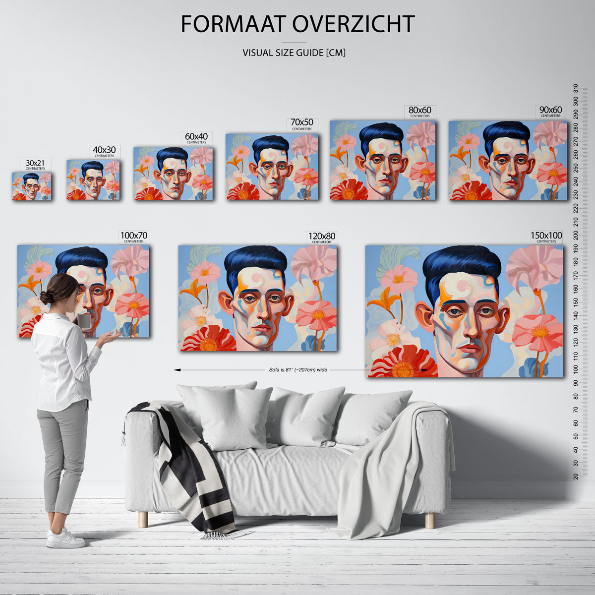 Portret met bloemen Poster