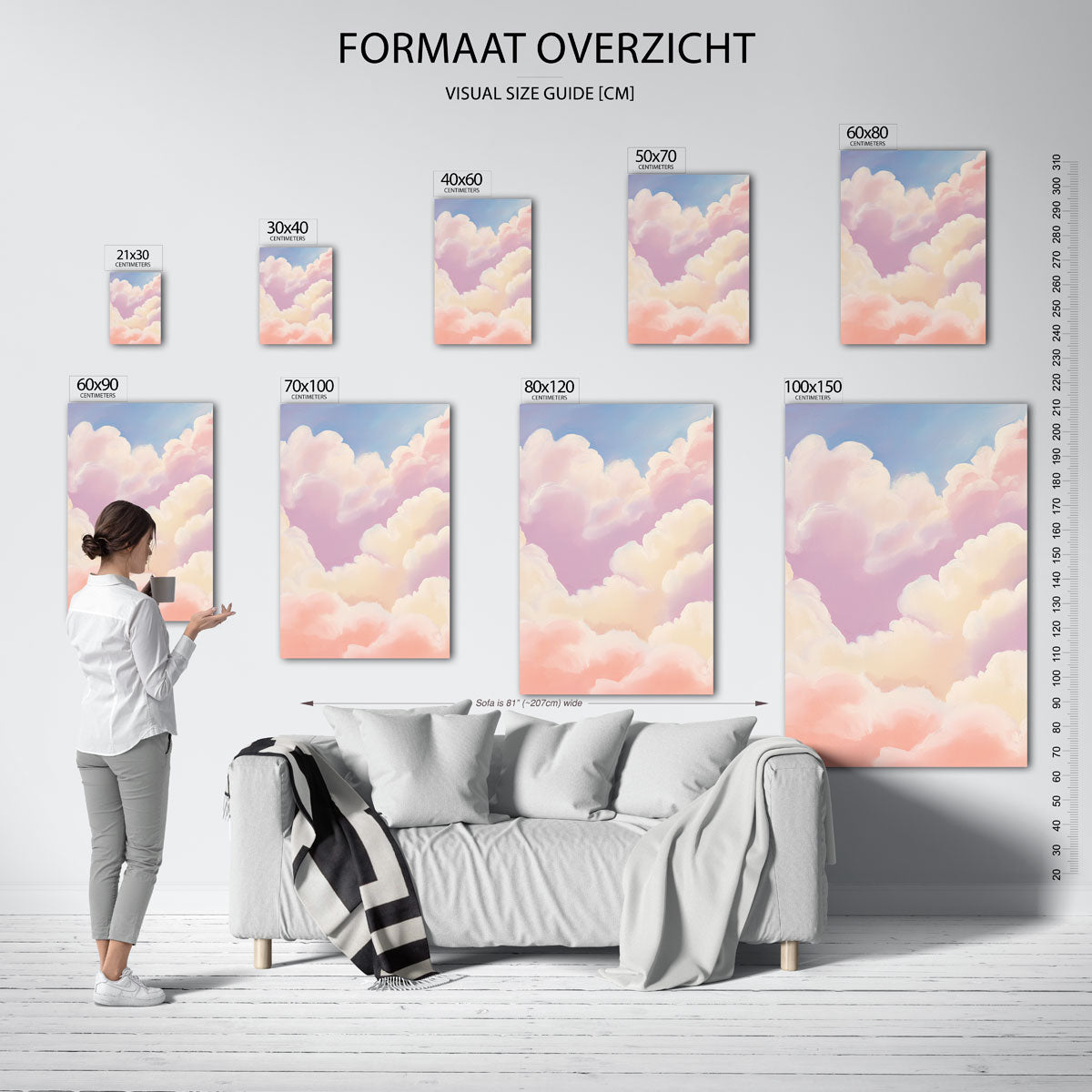 Zachtroze wolken Poster