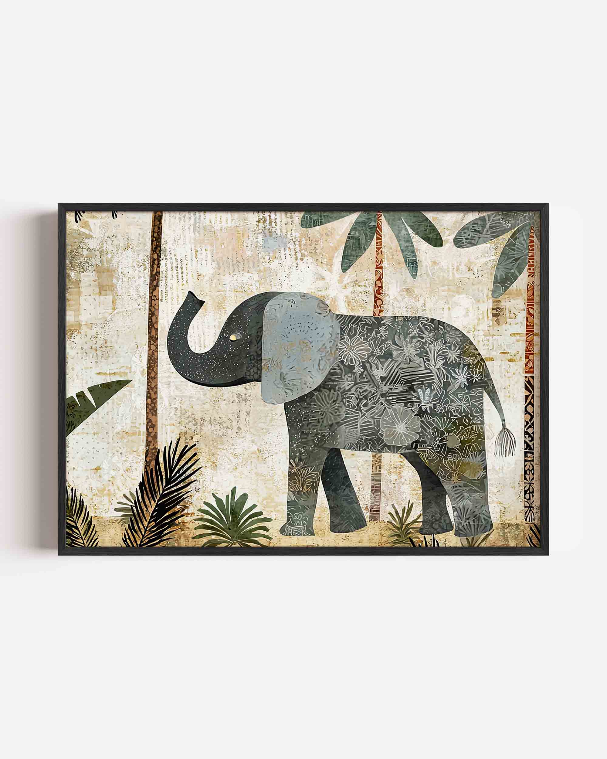 Olifant en palmbomen Poster