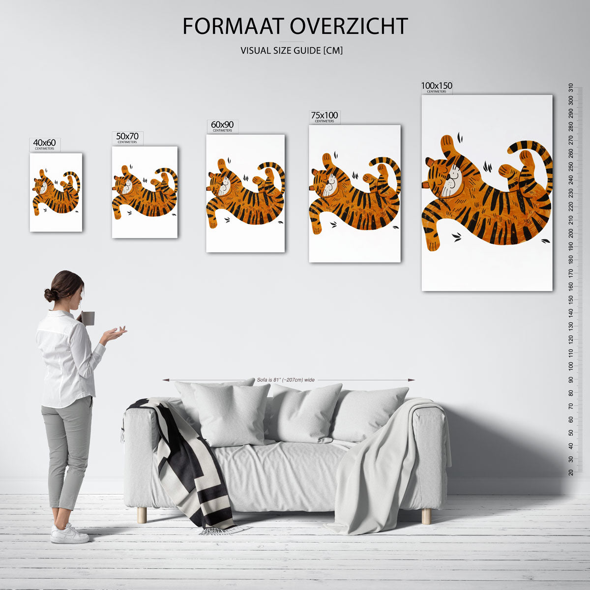 Speelse tijger illustratie Kunstwerk