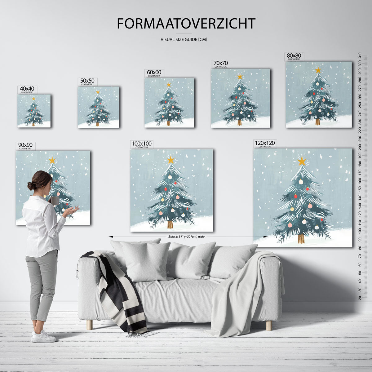 Kerstboom met sneeuw Poster