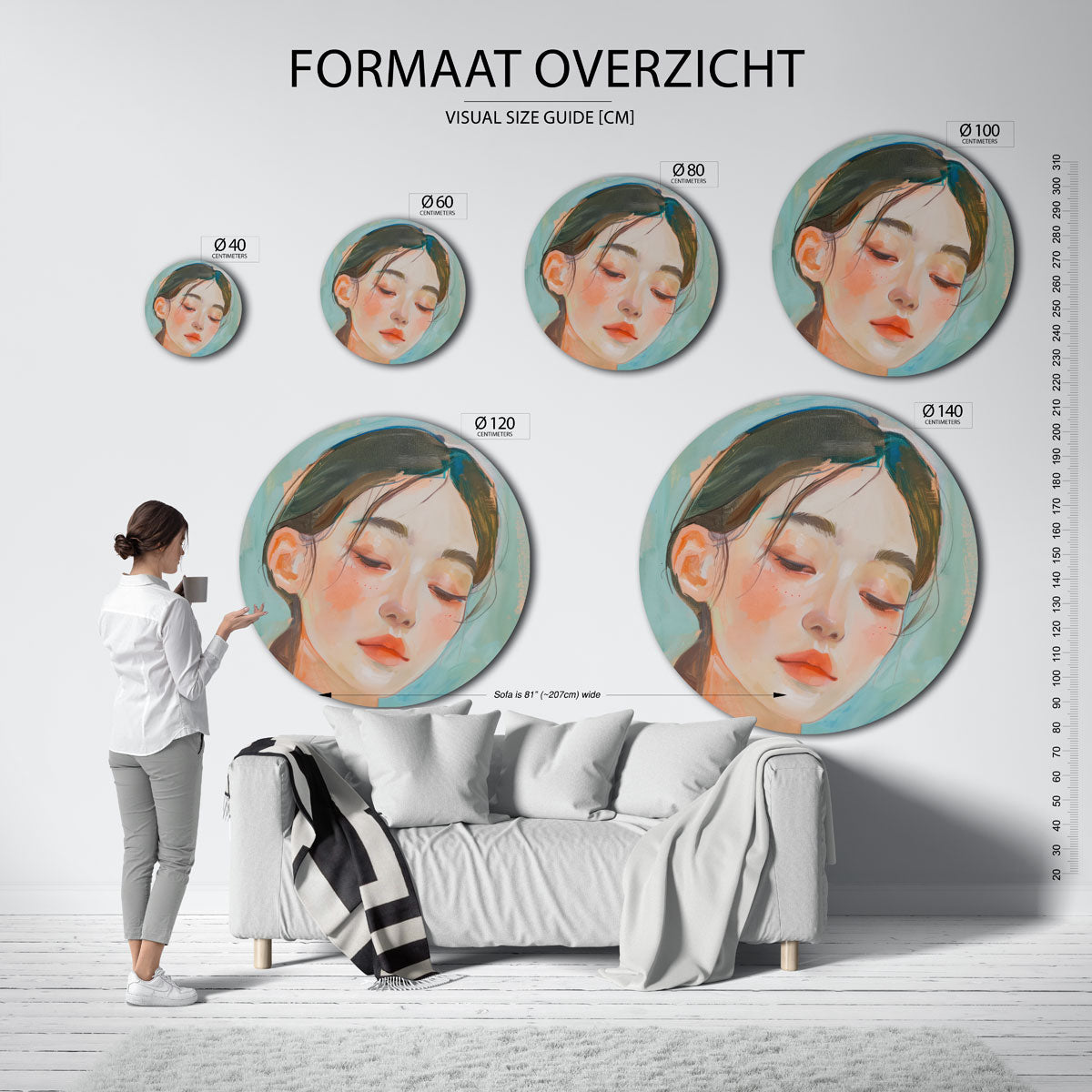 Portret van vrouw Muurcirkel