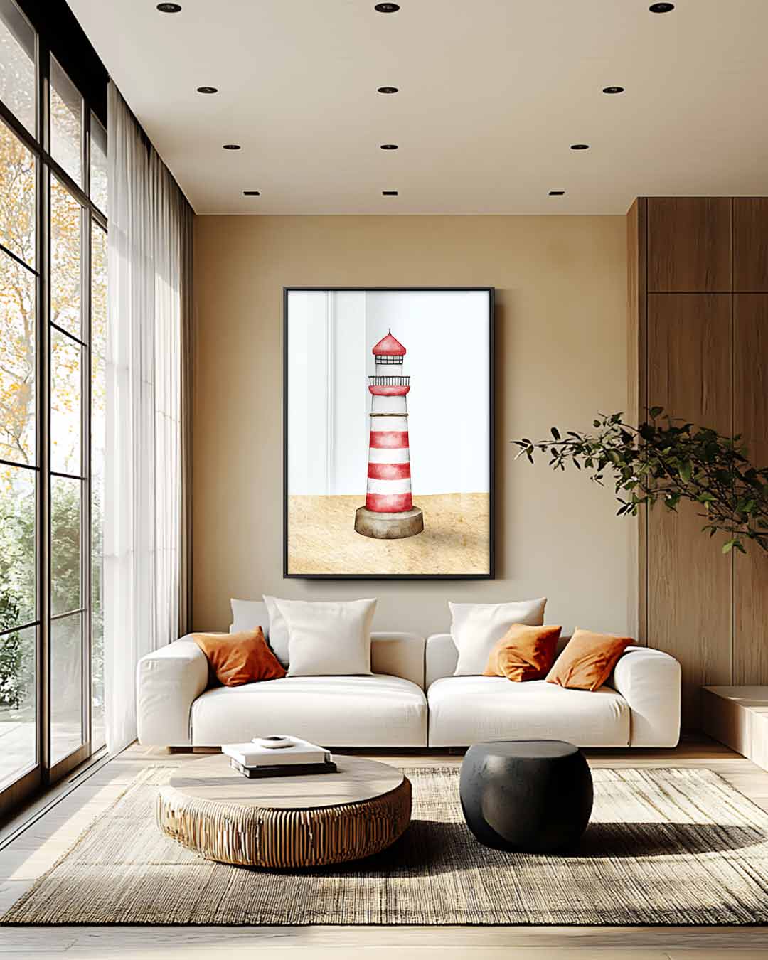 Magische Vuurtoren aan Zee Kunstwerk-canvas-dibond-plexiglas-wanddecoratie-WallArtistic