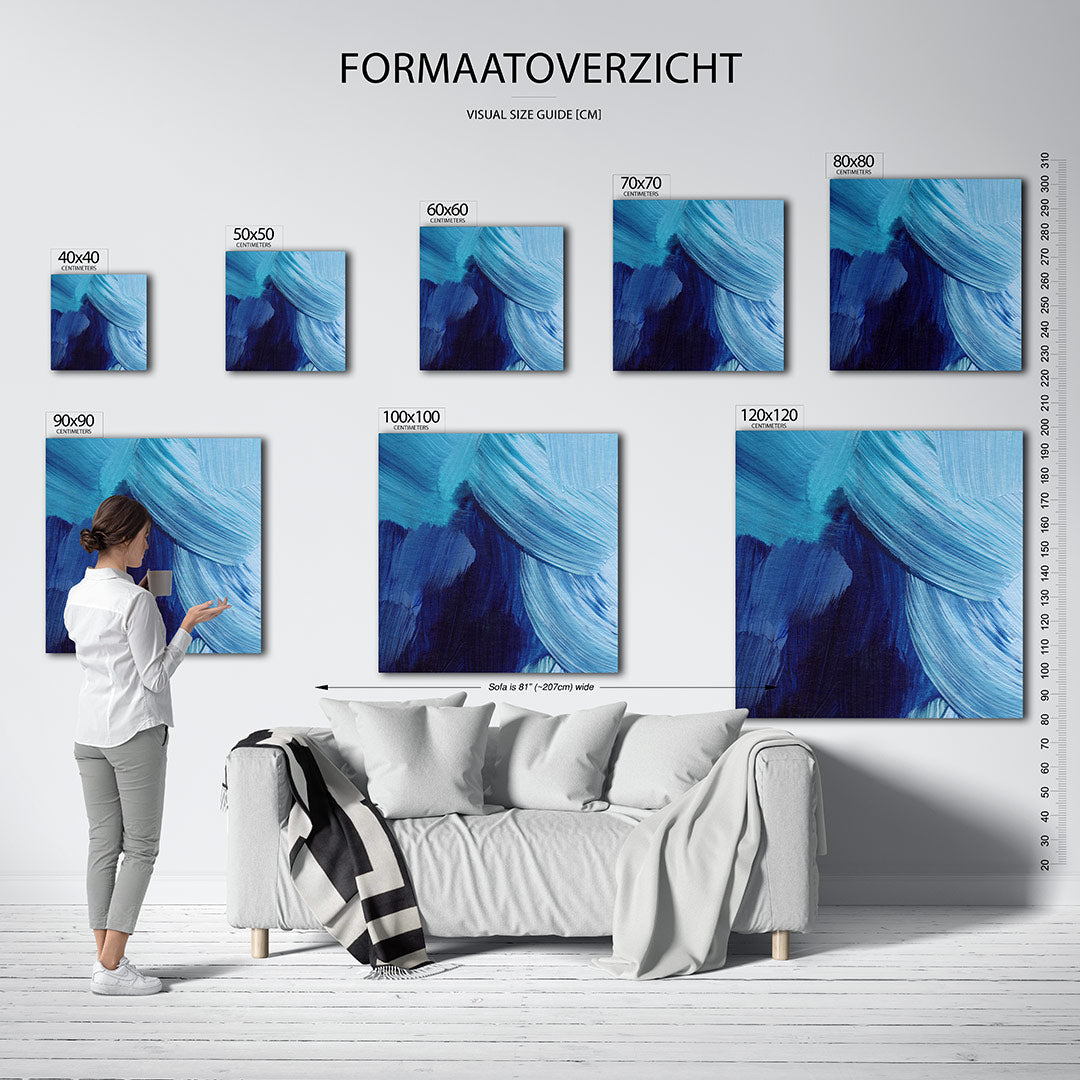 Dynamische blauwe bewegingen Kunstwerk