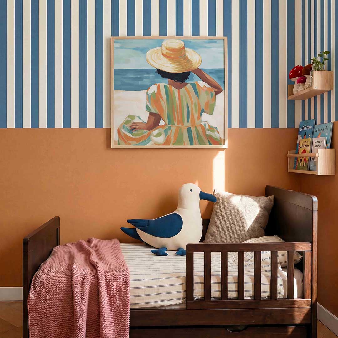 Vrouw met hoed bij zee Poster